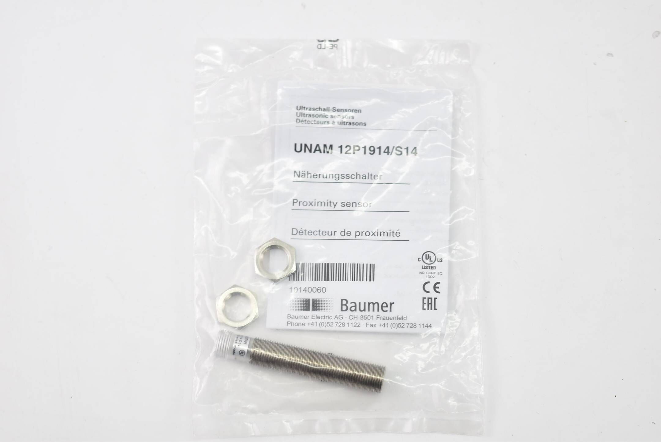 Baumer Ultraschall Sensor Näherungsschalter UNAM 12P1914/S14 ( UNAM12P1914/S14 )