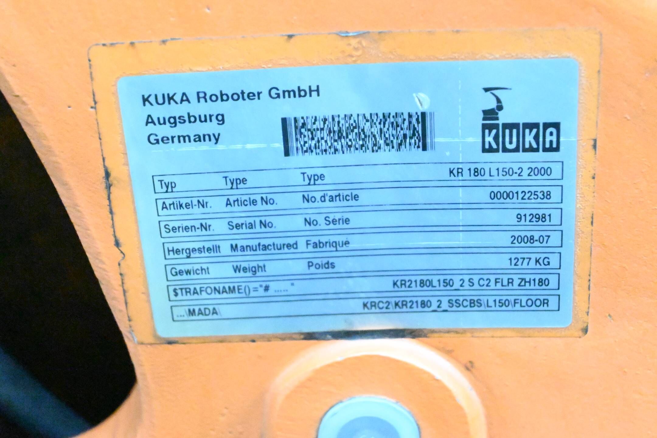 Kuka Industrieroboter KR 180 L150-2 2000 ( 0000122538 ) 
