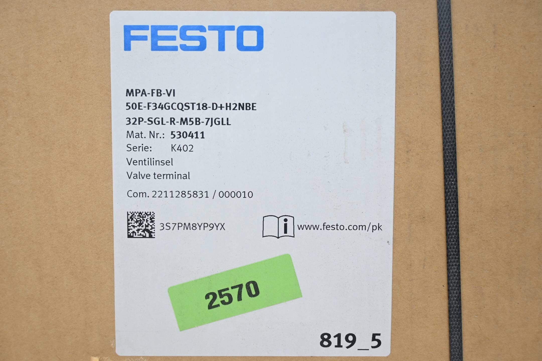 Festo MPA-FB-VI ( 50E-F34GCQST18-D+H2NBE 32P-SGL-R-M5B-7JGLL ) 530411