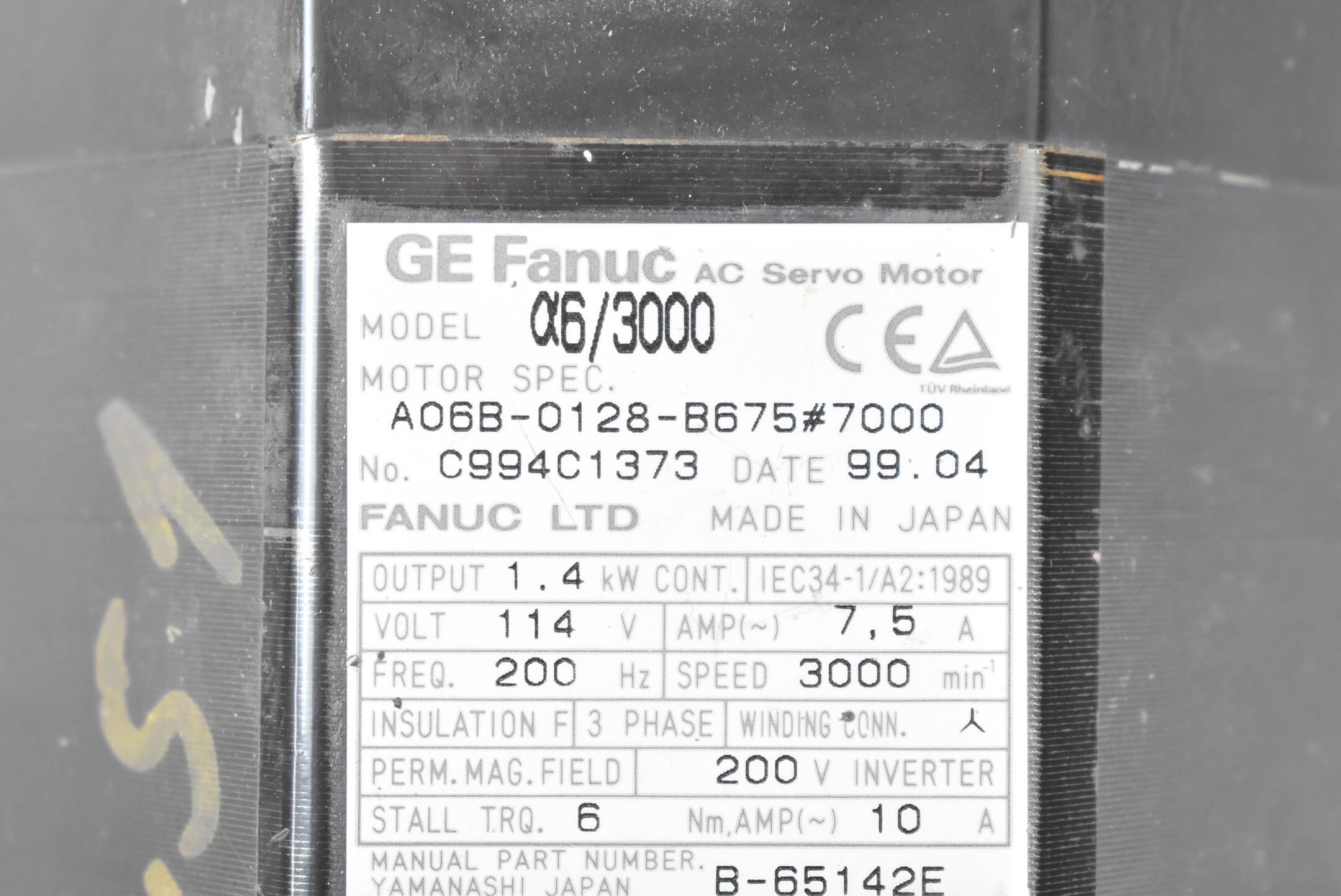 Fanuc AC Servo Motor A06B-0128-B675#7000 