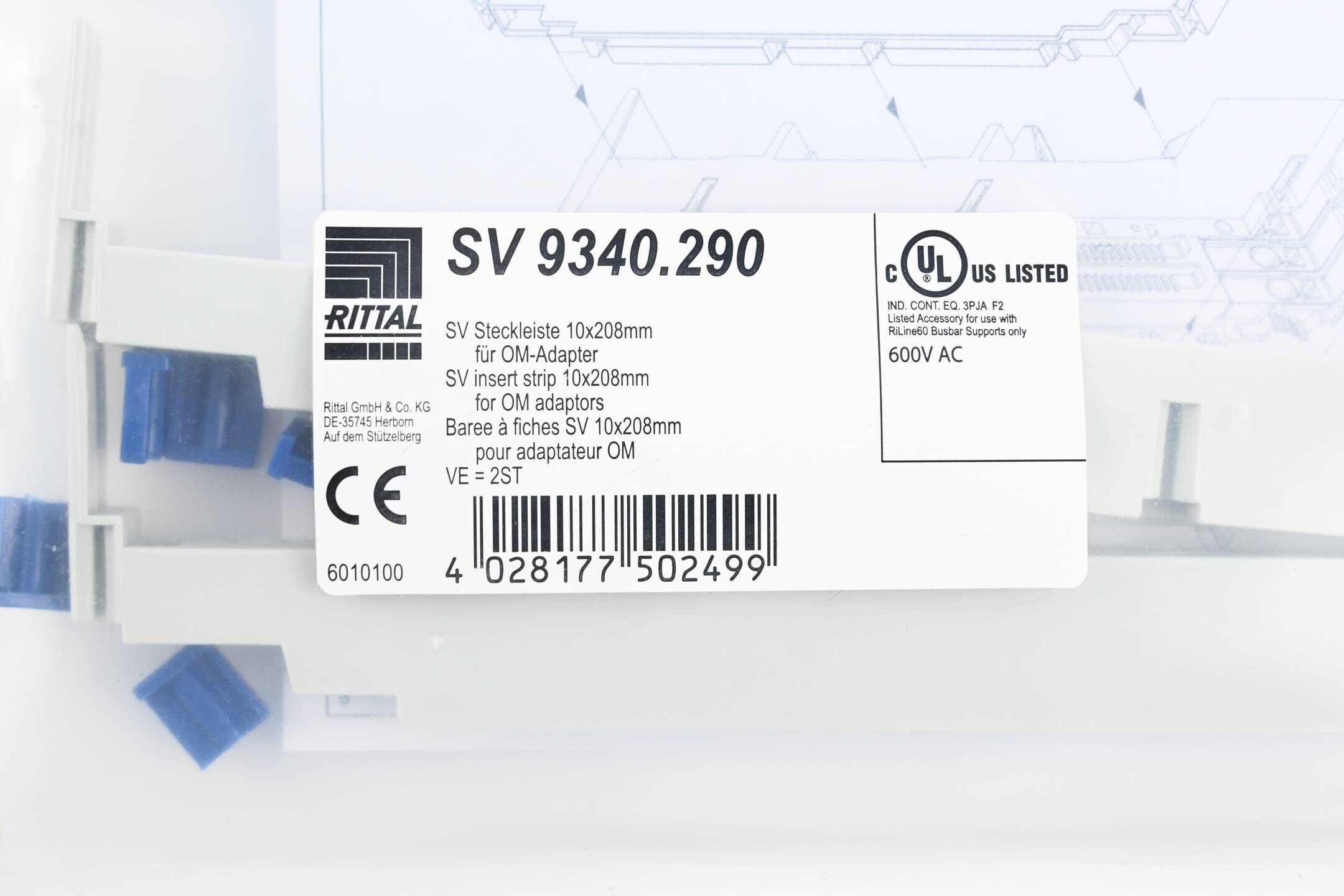 Rittal Steckleiste für OM-Adapter/-Träger SV 9340.290 ( SV9340290 )