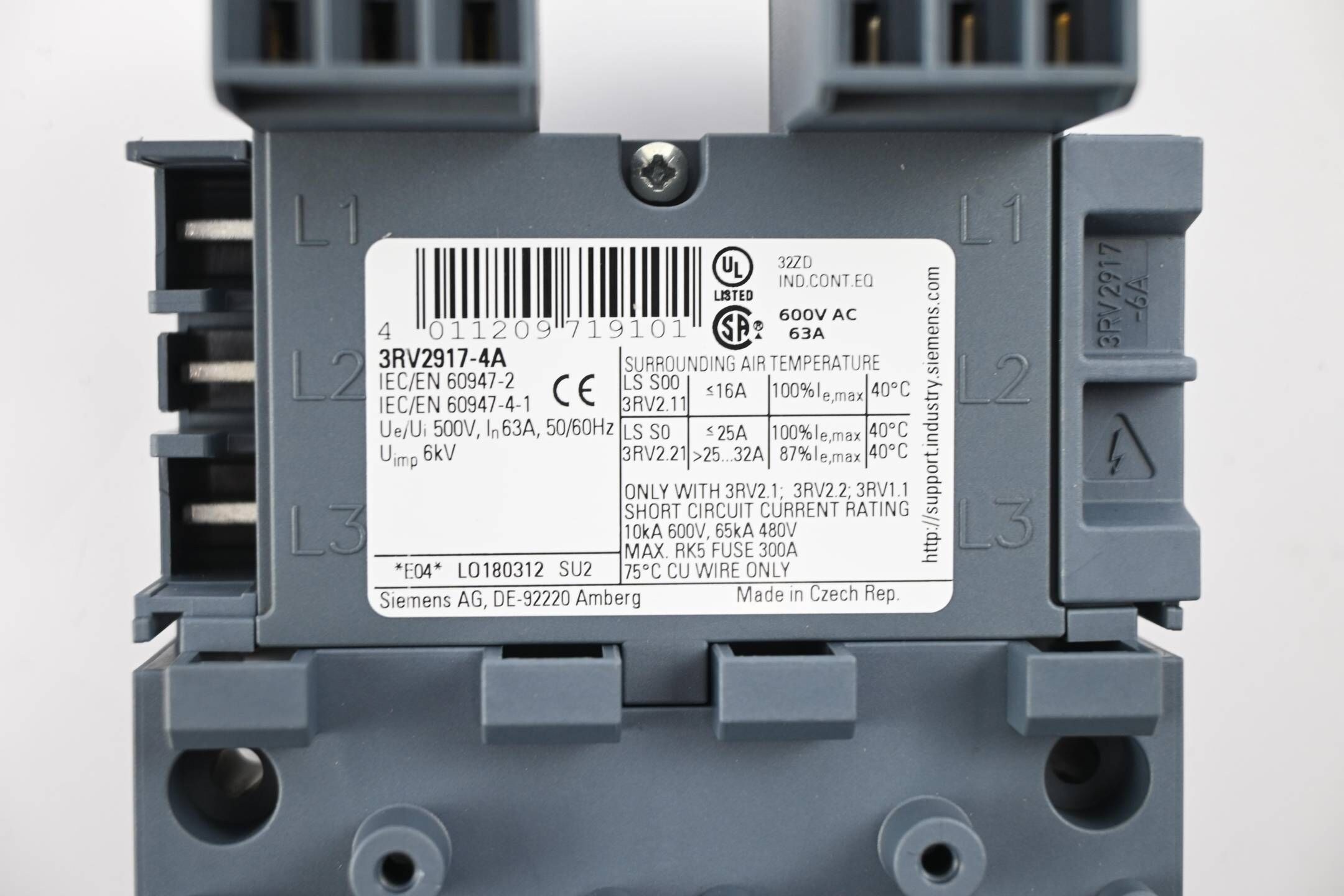 Siemens 3-Phasen-Sammelschiene 3RV2917-4A ( 3RV2 917-4A )