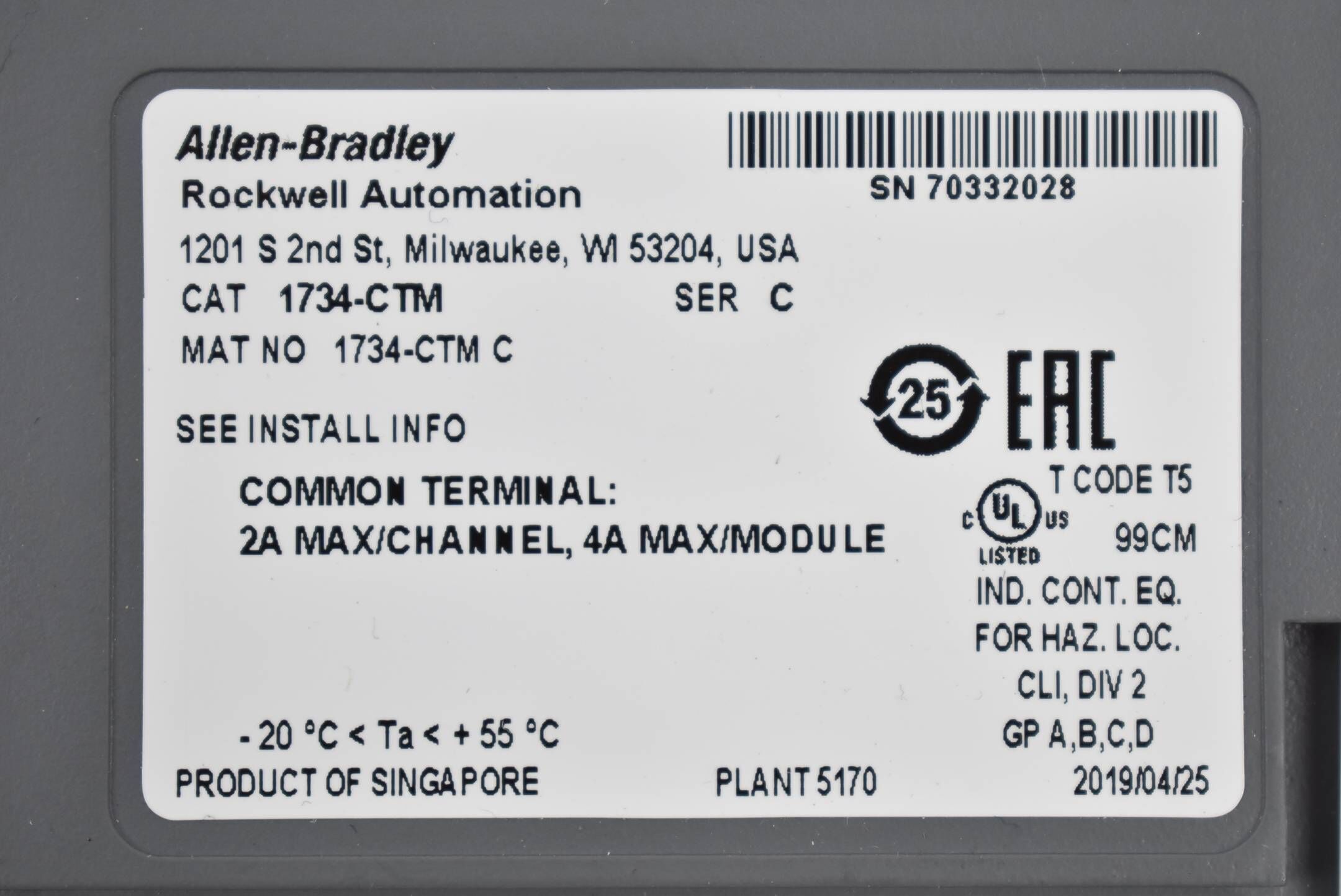 Allen-Bradley POINT I/O Terminal Base 1734-TOPS + Common Terminal Modul 1734-CTM