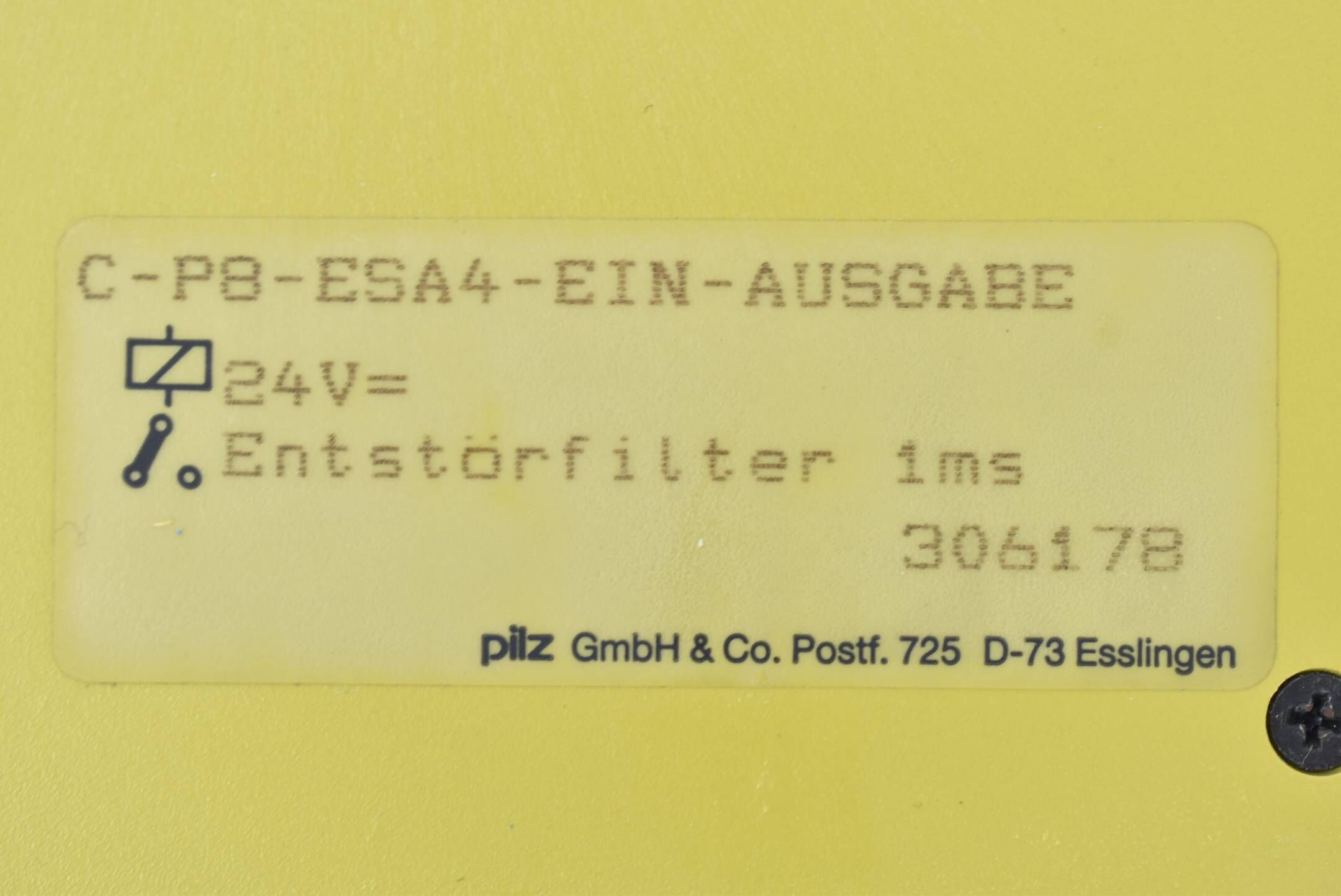 Pilz 24V Entsrötfilter 1ms C-P8-ESA4-EIN-AUSGABE ( 306178 )