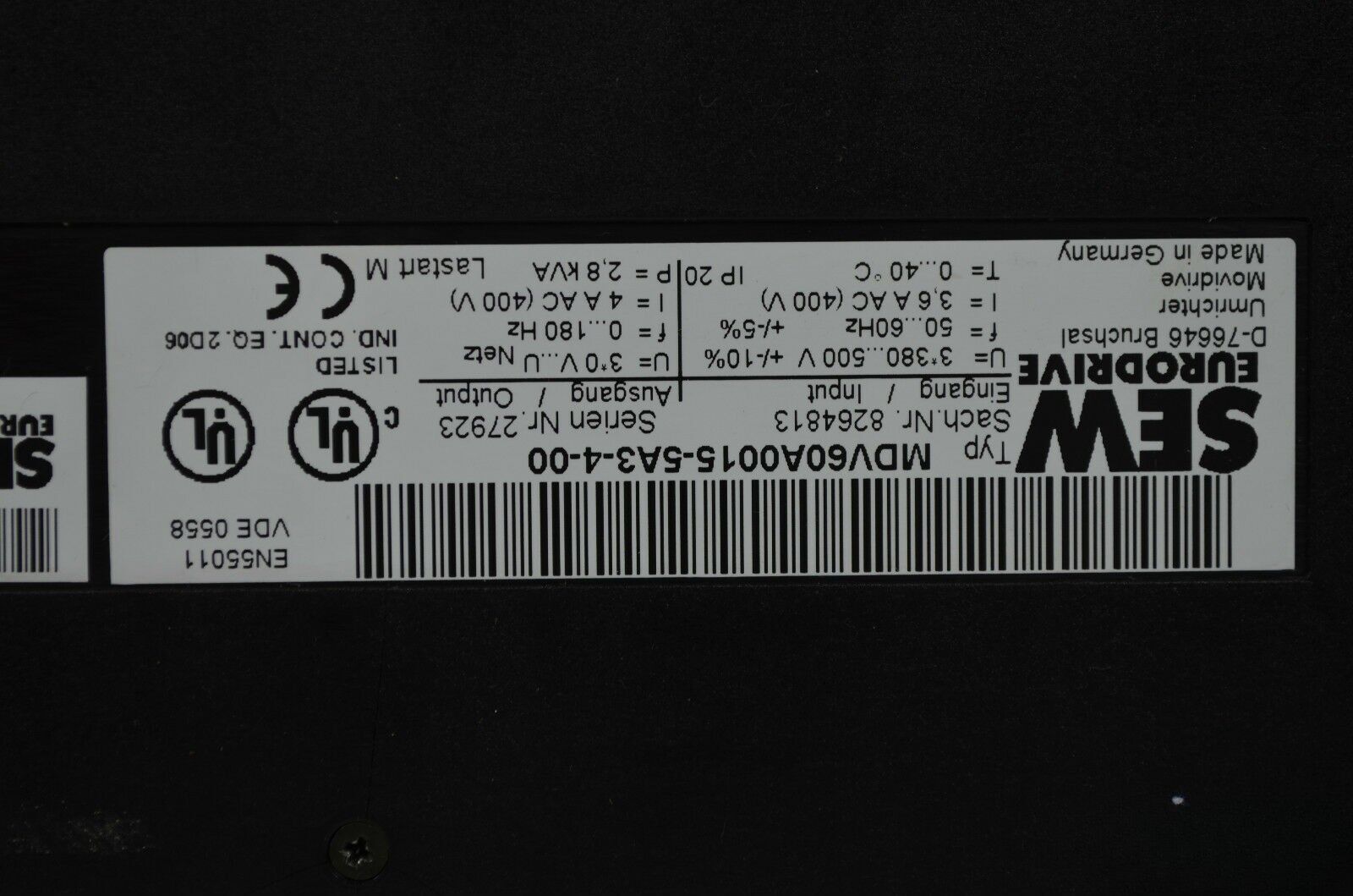 SEW Eurodrive Frequenzumrichter MDV60A0015-5A3-4-00