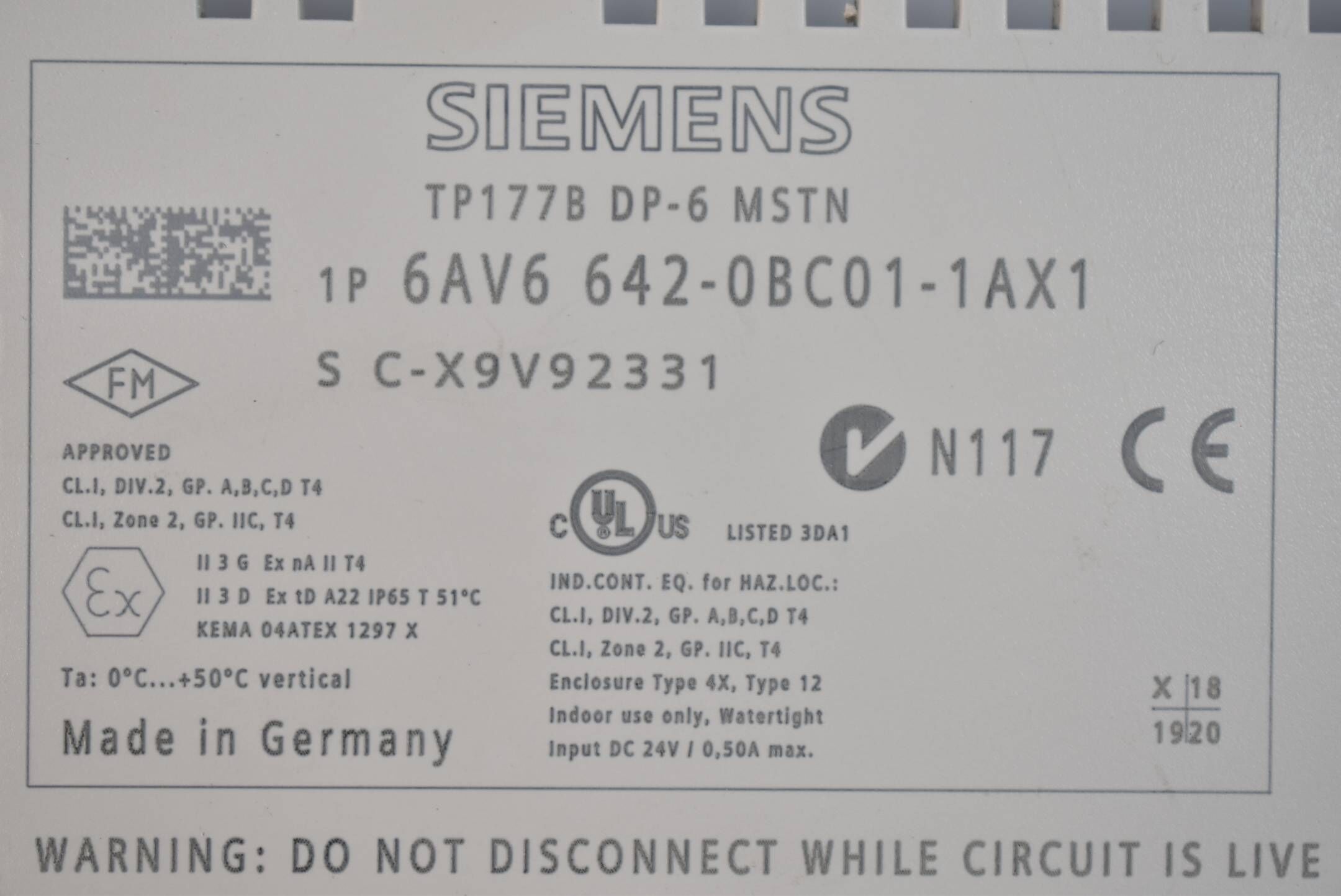 Siemens Backcover TP177B 6AV6 642-0BC01-1AX1 ( 6AV6642-0BC01-1AX1 ) Zustand B