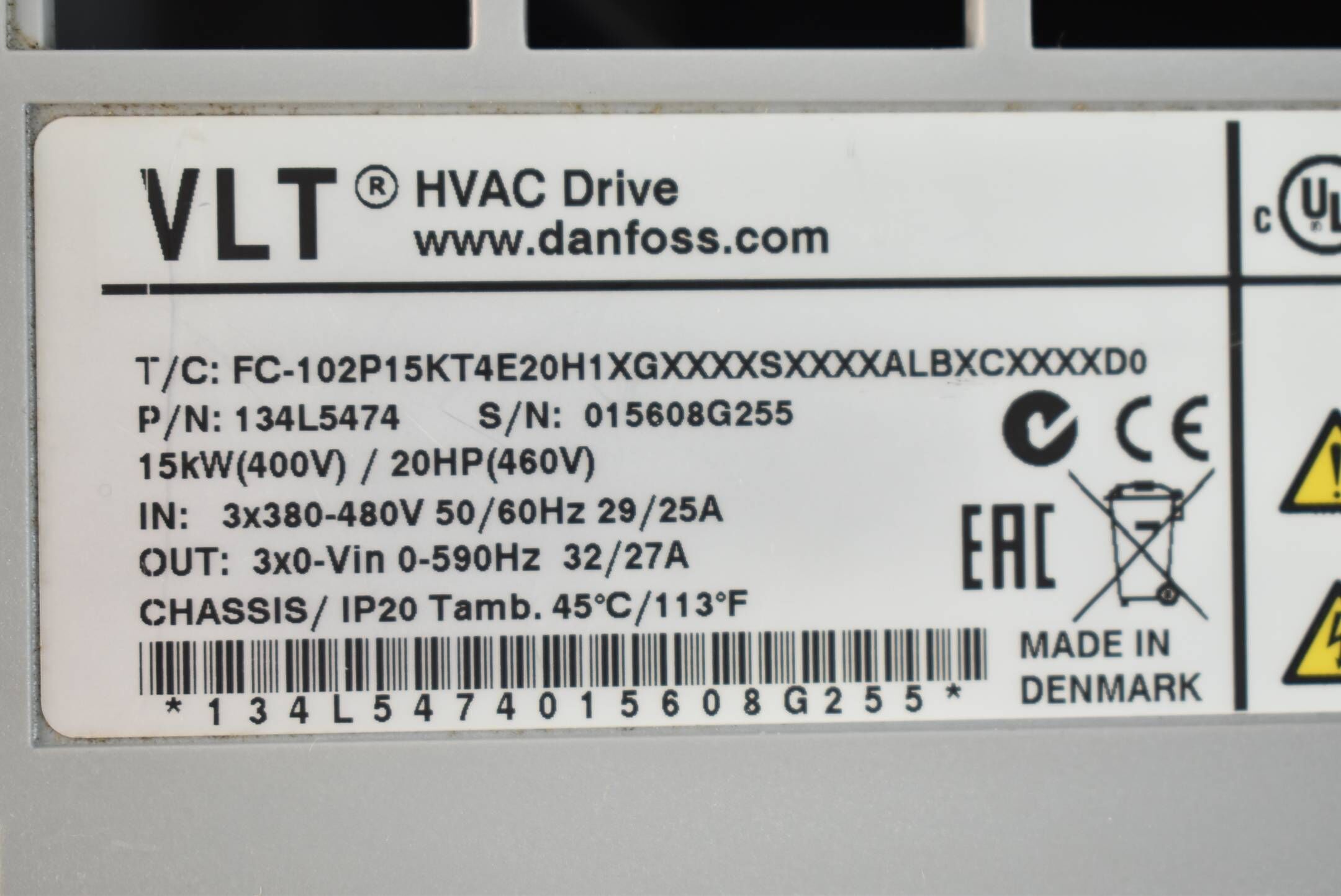 Danfoss Umrichter FC-102P15KT4E20H1XGXXXXSXXXXALBXCXXXXD0 ( 134L5474 ) 15kW