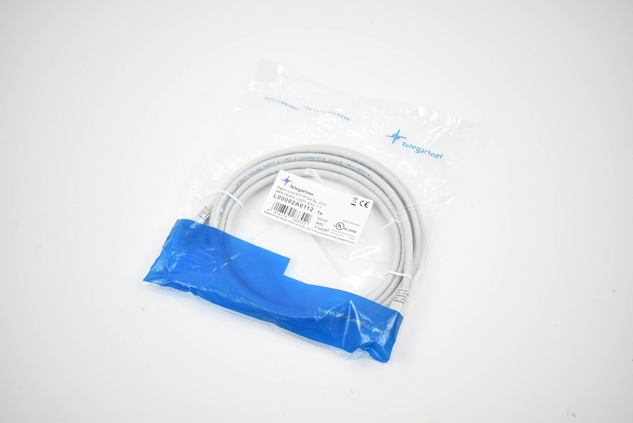 Telegärtner Netzwerkkabel L00002A0112 ( 3,0m ) MP8 FS500 LSZH grau