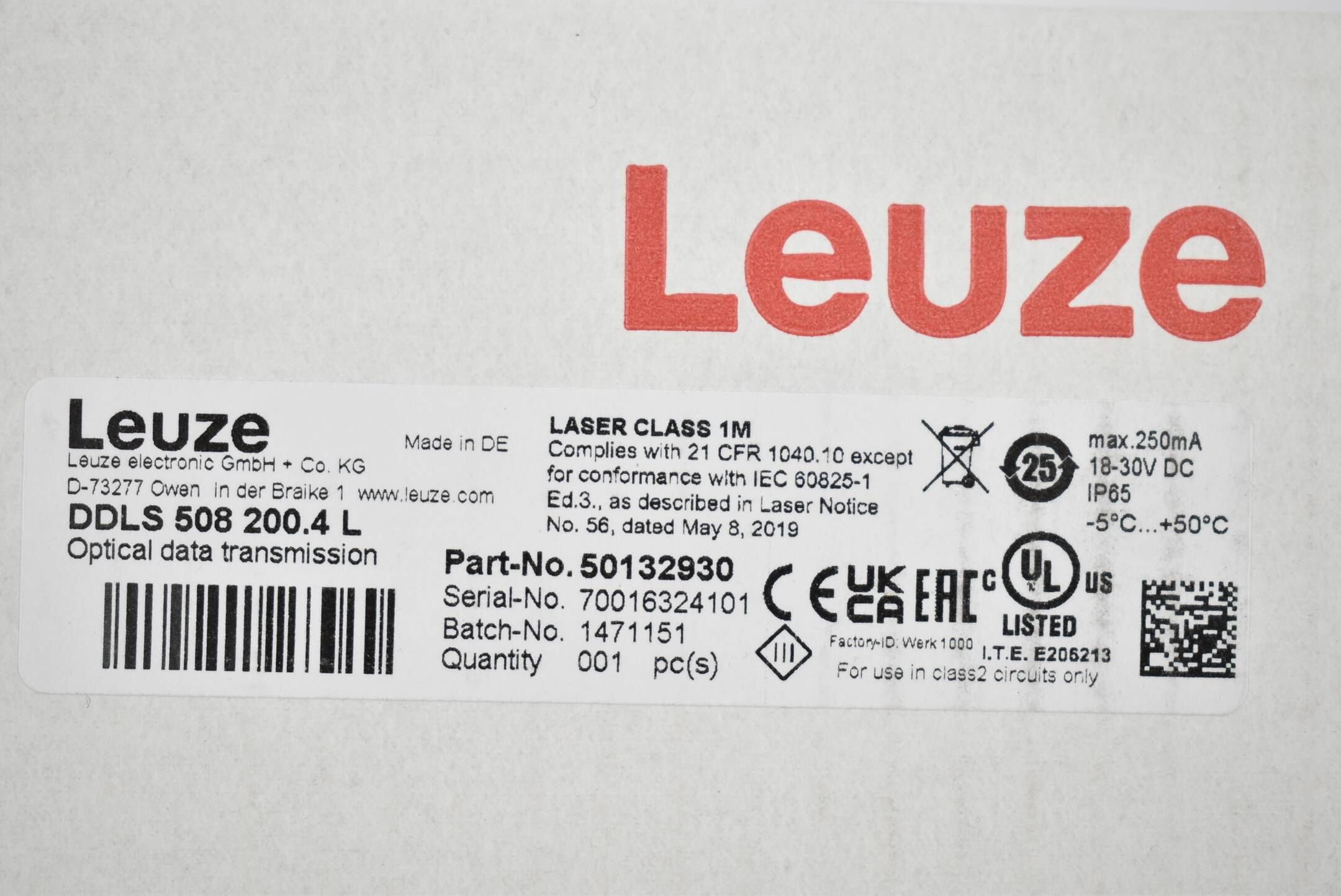 Leuze Electronic Optische Datenübertragung DDLS 508 200.4 L ( 50132930 )