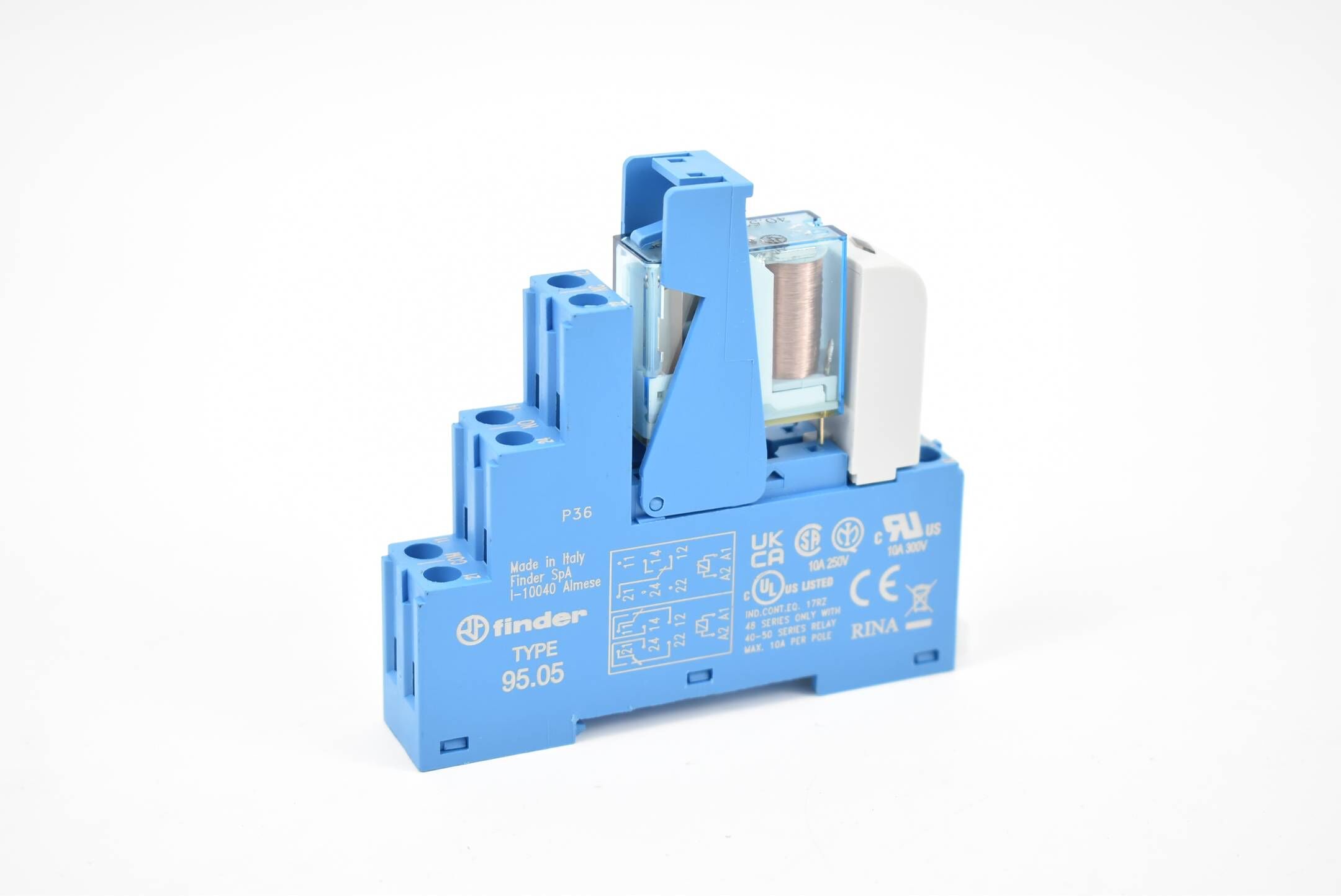 Finder Relaissockel 95.05 + Finder Leistungsrelais 40.52.9.024.0000 ( 8A 250V )
