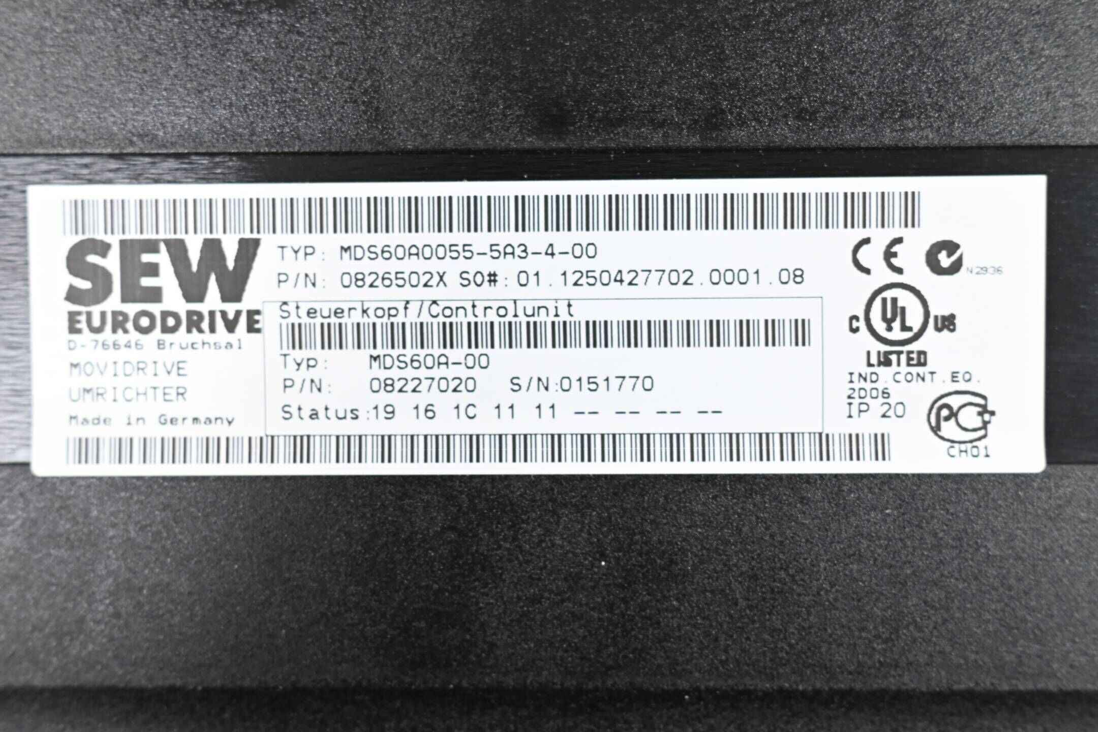 SEW Umrichter MDS60A0055-5A3-4-00 inkl. Leistungsteil MDX60A0055-5A3-4-00 + MDS