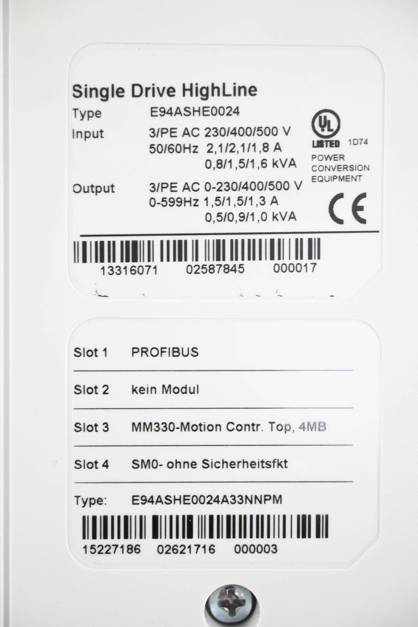 Lenze Single Drive HighLine E94ASHE0024 ( E94ASHE0024A33NNPM ) inkl. E94AZPS0034