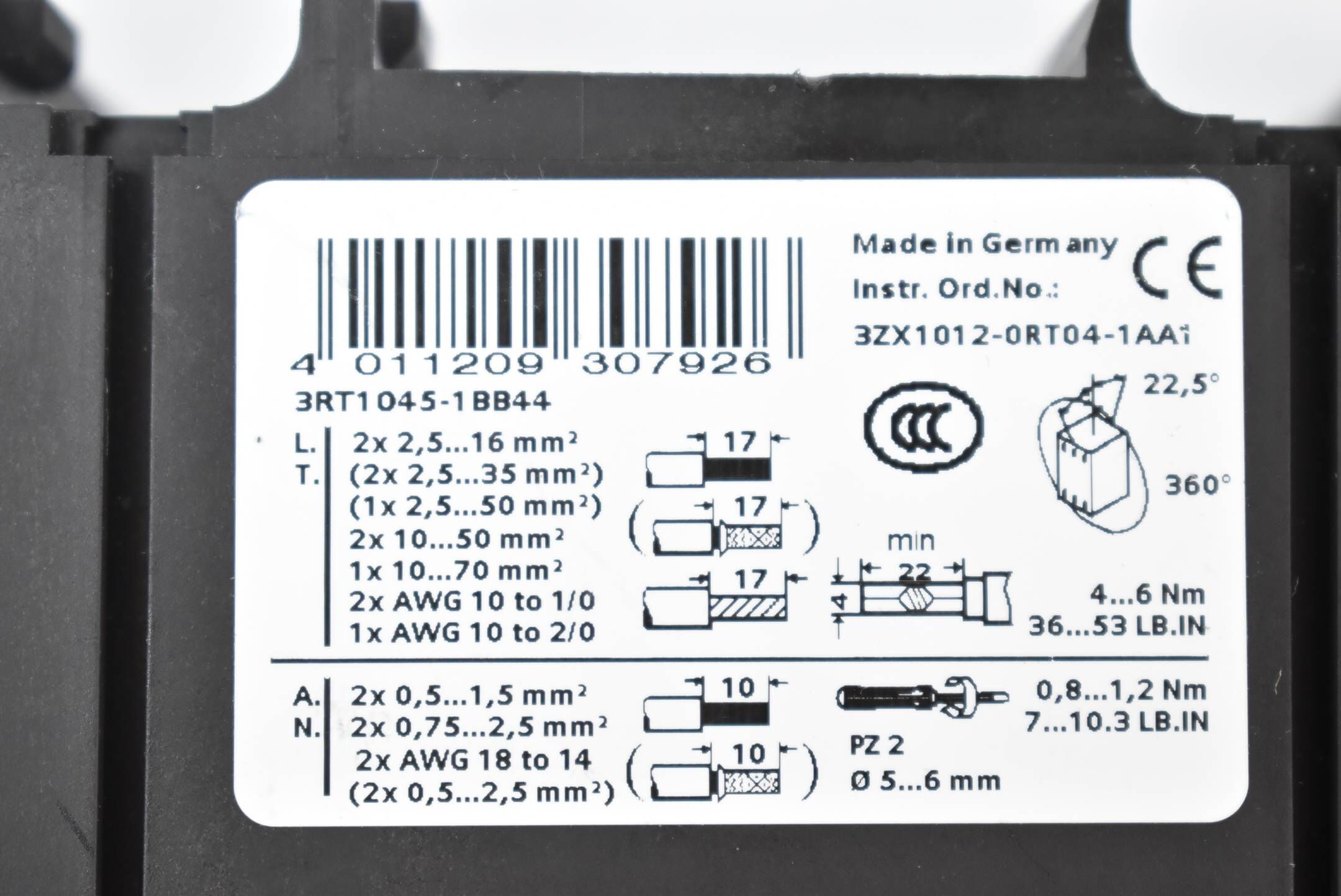 Siemens Leistungsschütz 3RT1045-1BB44 + 3RH1921-1HA22 ( 3RT1 045-1BB44 )