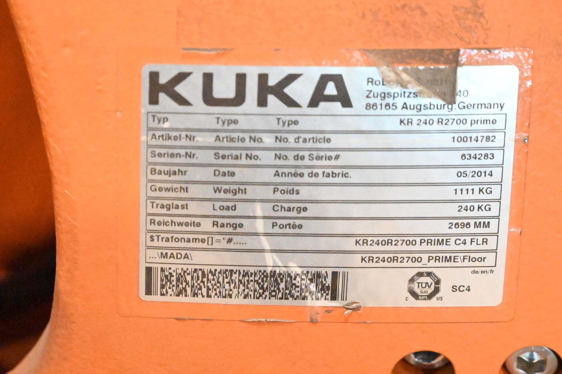 Kuka Industrieroboter KR240 R2700 Prime inkl. Schaltschrank KRC4 + 00-168-334 3