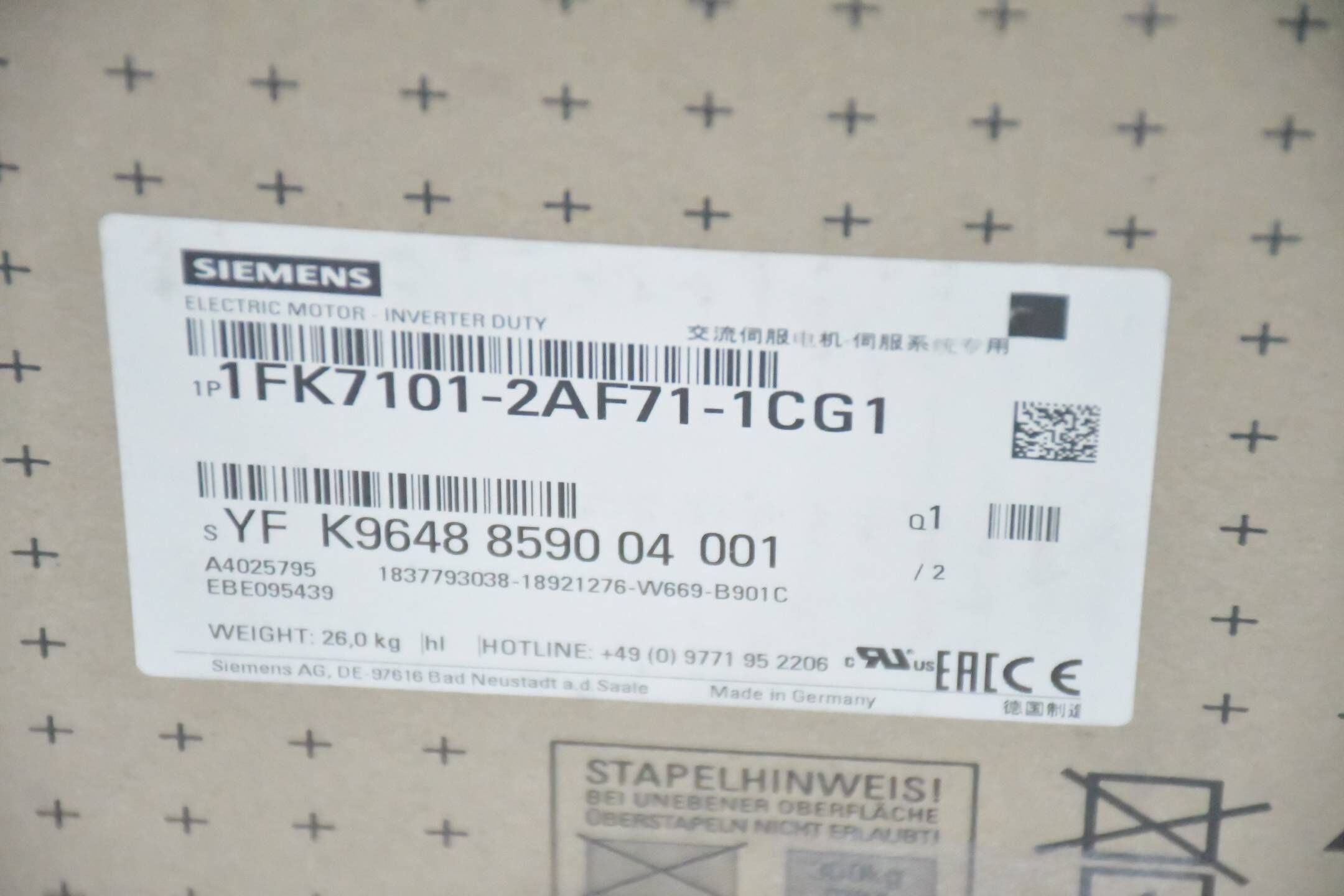 Siemens Simotics S Synchronmotor 1FK7101-2AF71-1CG1 ( 1FK7 101-2AF71-1CG1 )