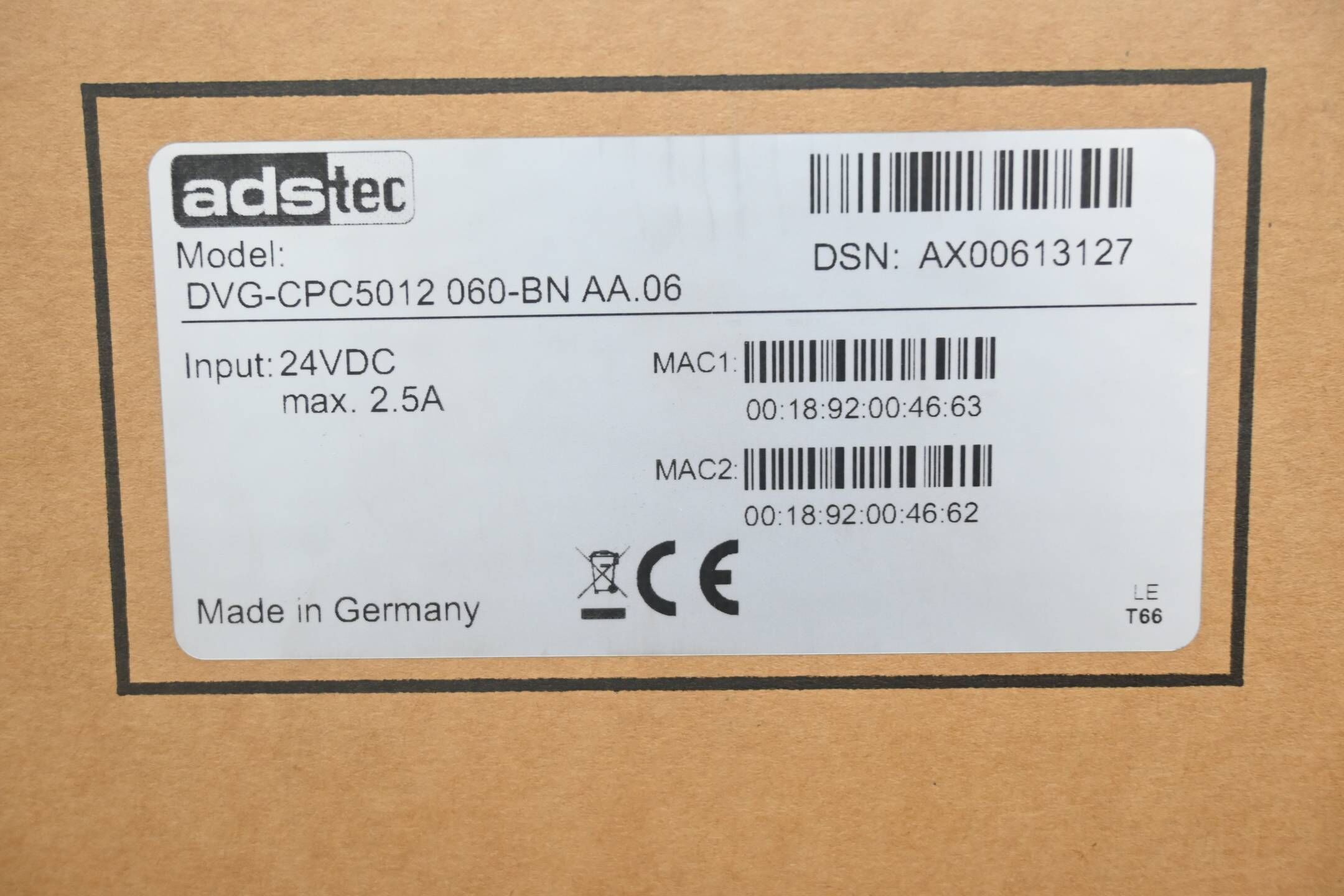 ADStec Panel DVG-CPC5012 060-BN AA.06