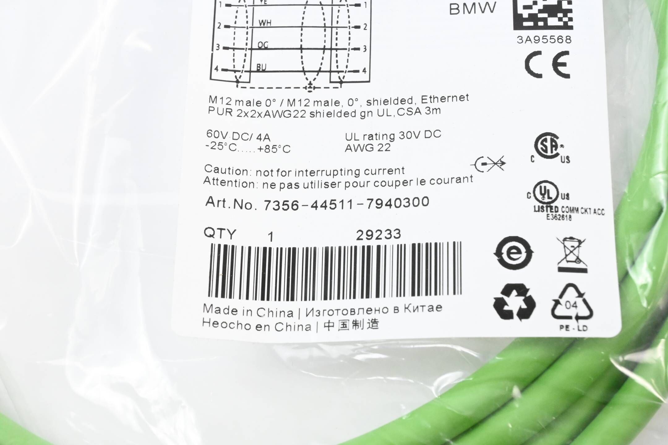 Murr Elektronik M12 St. 0° / M12 St. 0° geschirmt, Ethernet / 7356-44511-7940300