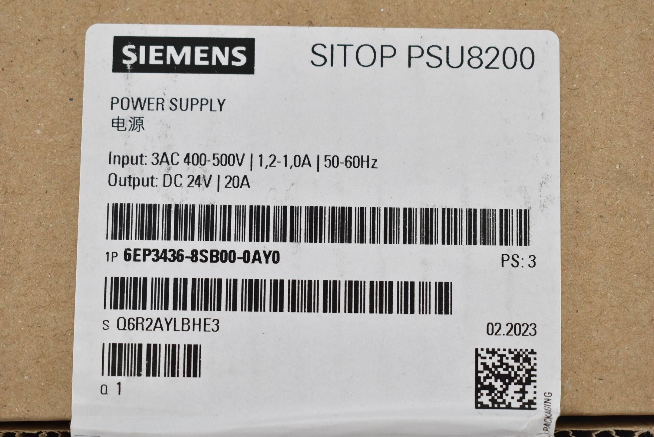 Siemens Sitop PSU8200 24V/20A 6EP3436-8SB00-0AY0 ( 6EP3 436-8SB00-0AY0 )