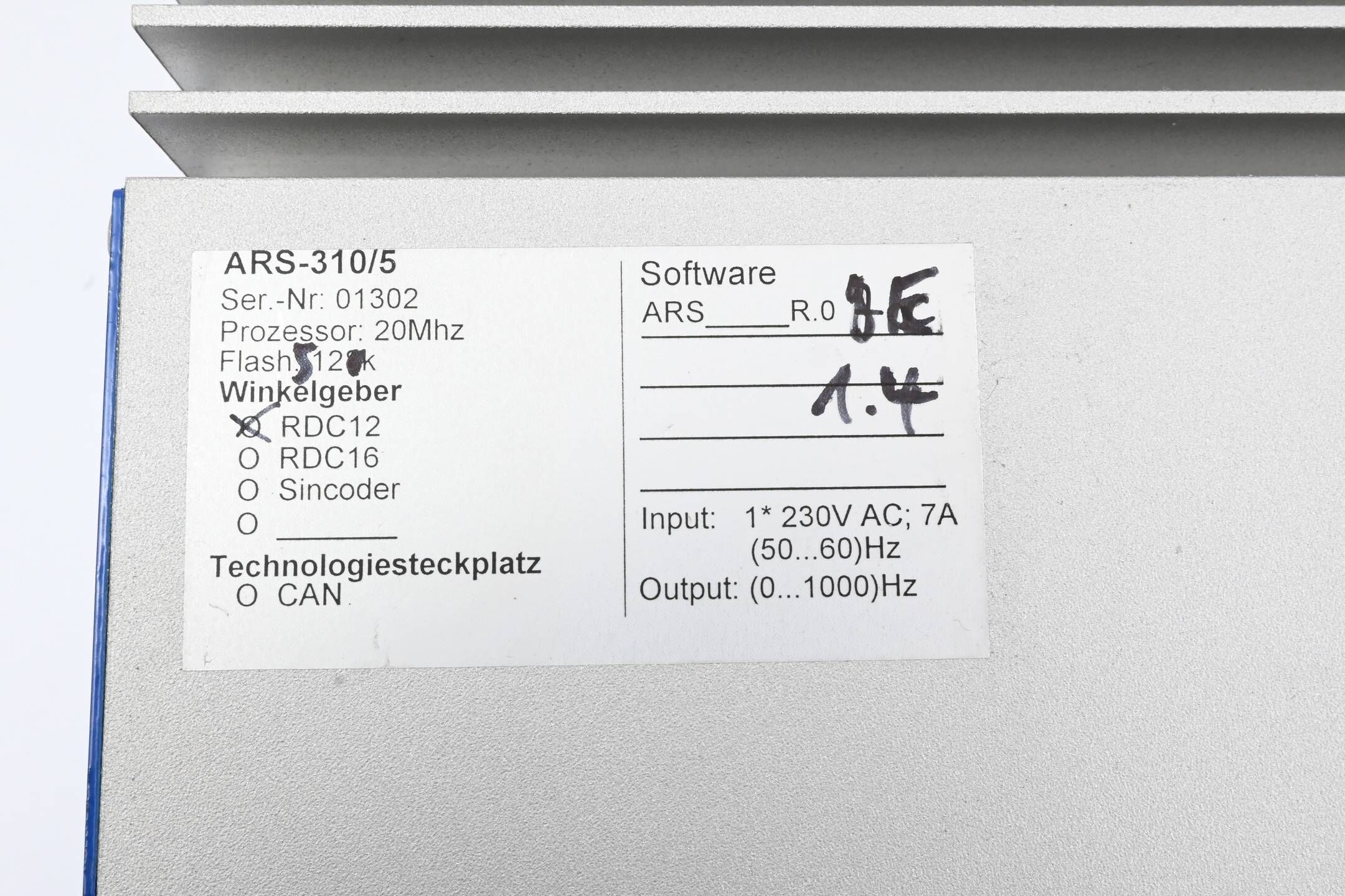 Metronix Servodrive Winkelgeber ARS-310/5 ( Software ARS_R.01.4 ) RDC12