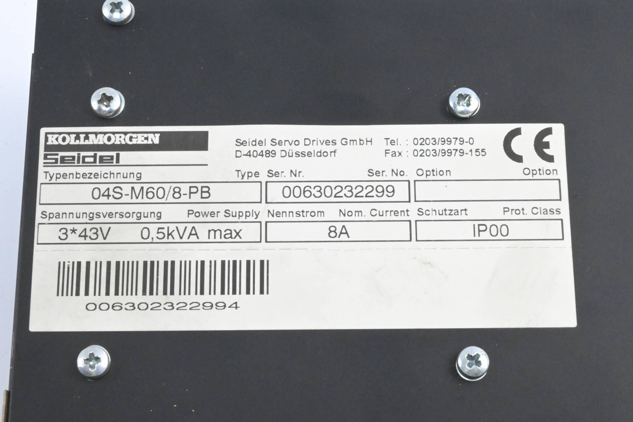 Kollmorgen Seidel Transistor-Regler 04S-M60/8-PB