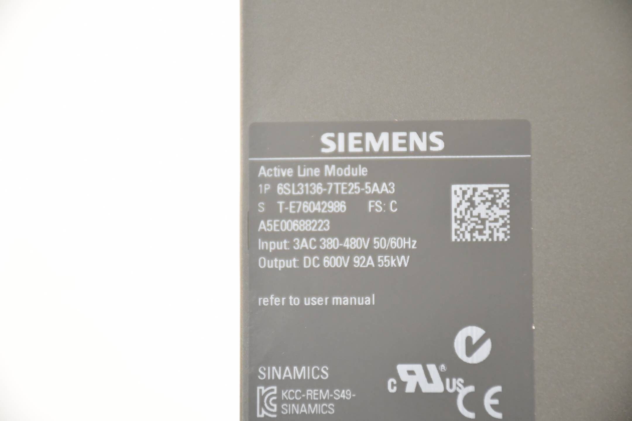 Siemens Sinamics S120 Active Line 6SL3136-7TE25-5AA3 ( 6SL3 136-7TE25-5AA3 ) E. C