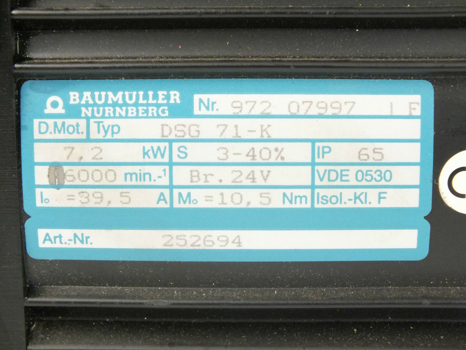 Baumüller Motor DSG 71-K 7,2kW