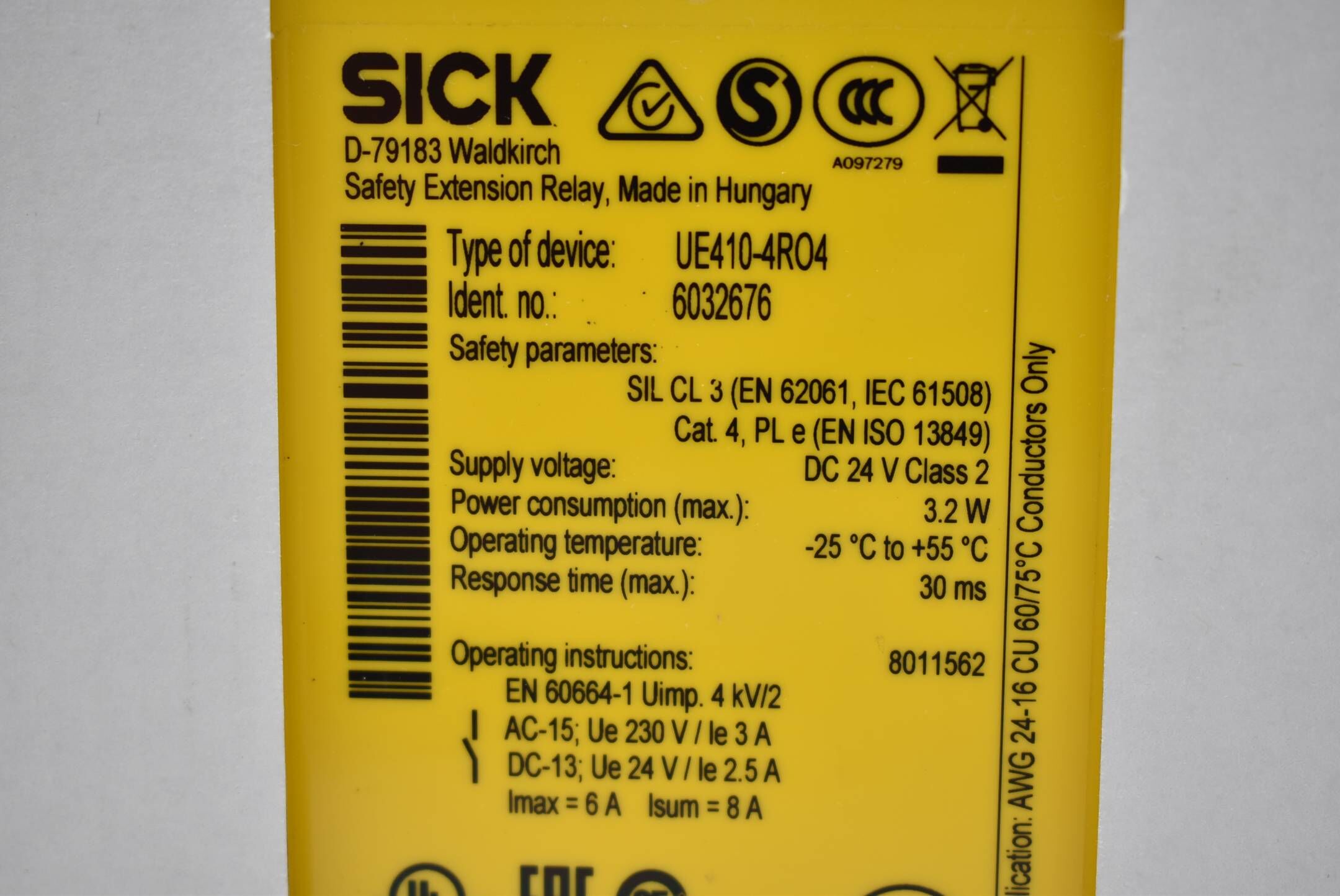 Sick Sicherheitssteuerung Flexi soft DC24V 3,2W 30ms UE410-4RO4 ( 6032676 )