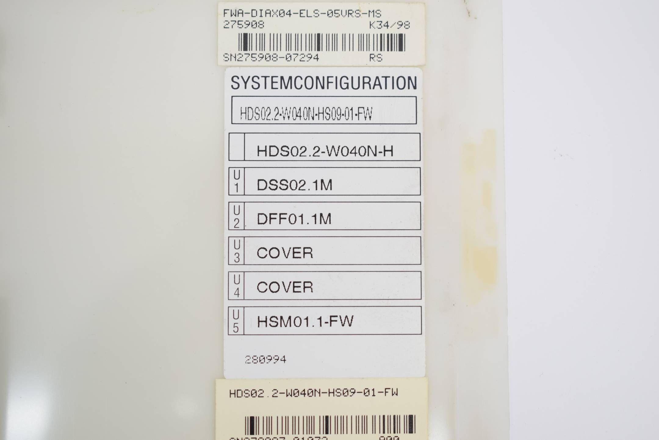 Indramat Rexroth HDS02.2-W040N-HS09-01-FW ( 275908 ) FWA-DIAX04-ELS-05VRS-MS