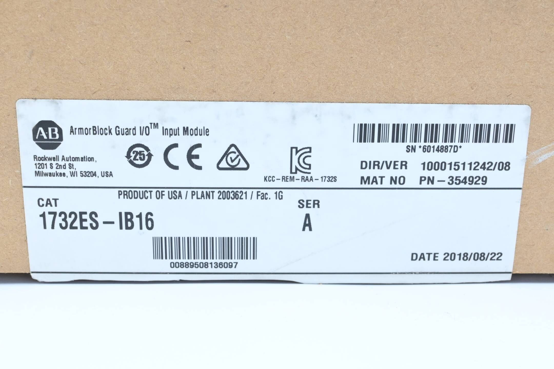 Allen Bradley ArmorBlock Guard I/O Input Module 1732ES-IB16 Ser. A