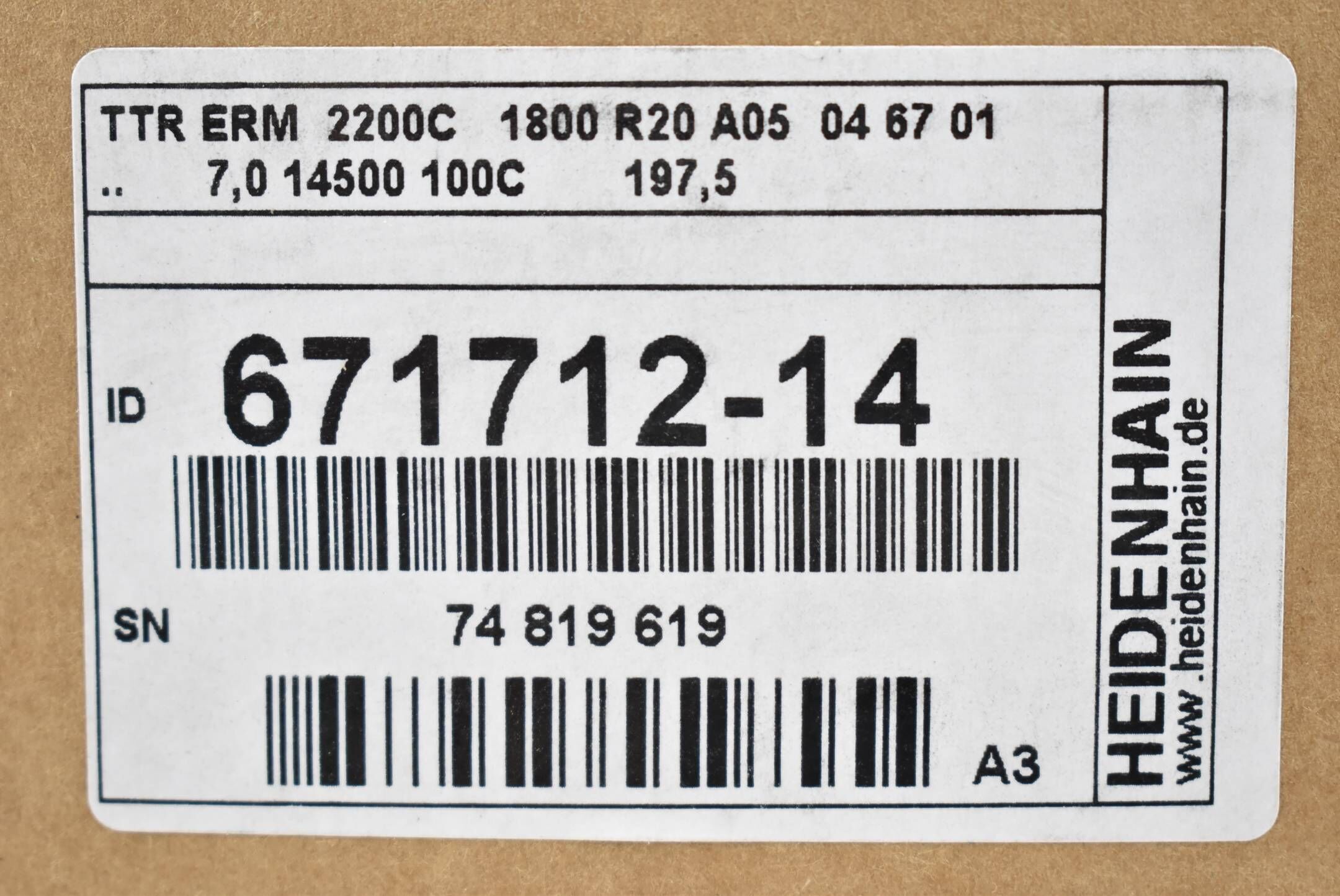 Heidenhain TTR ERM 2200C 1800 R20 A05 04 67 01 ( 671712-14 ) 671 712-14 Vers. A3
