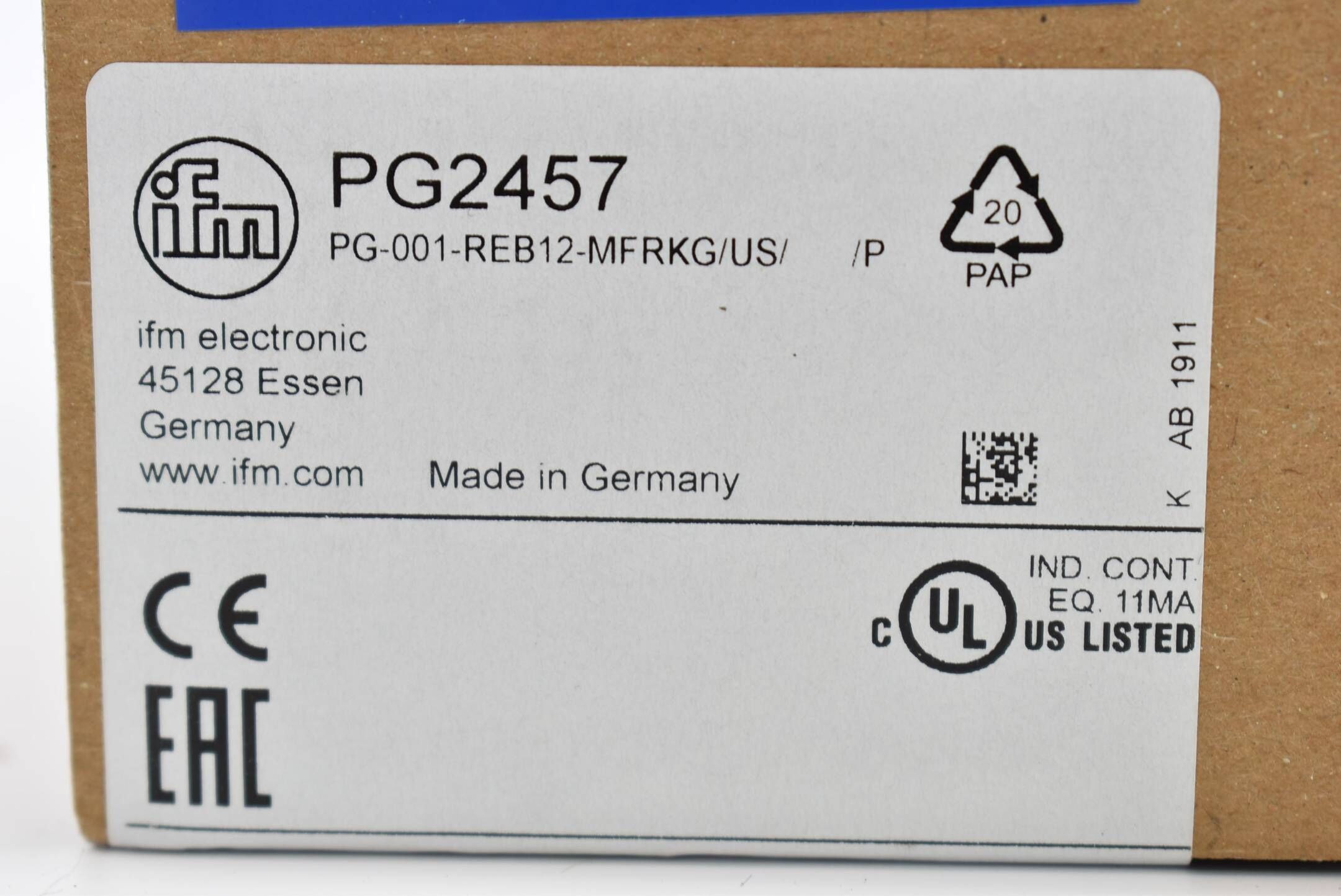 Ifm Drucksensor mit analoger Anzeige PG2457 PG-001-REB12-MFRKG/US/ /P
