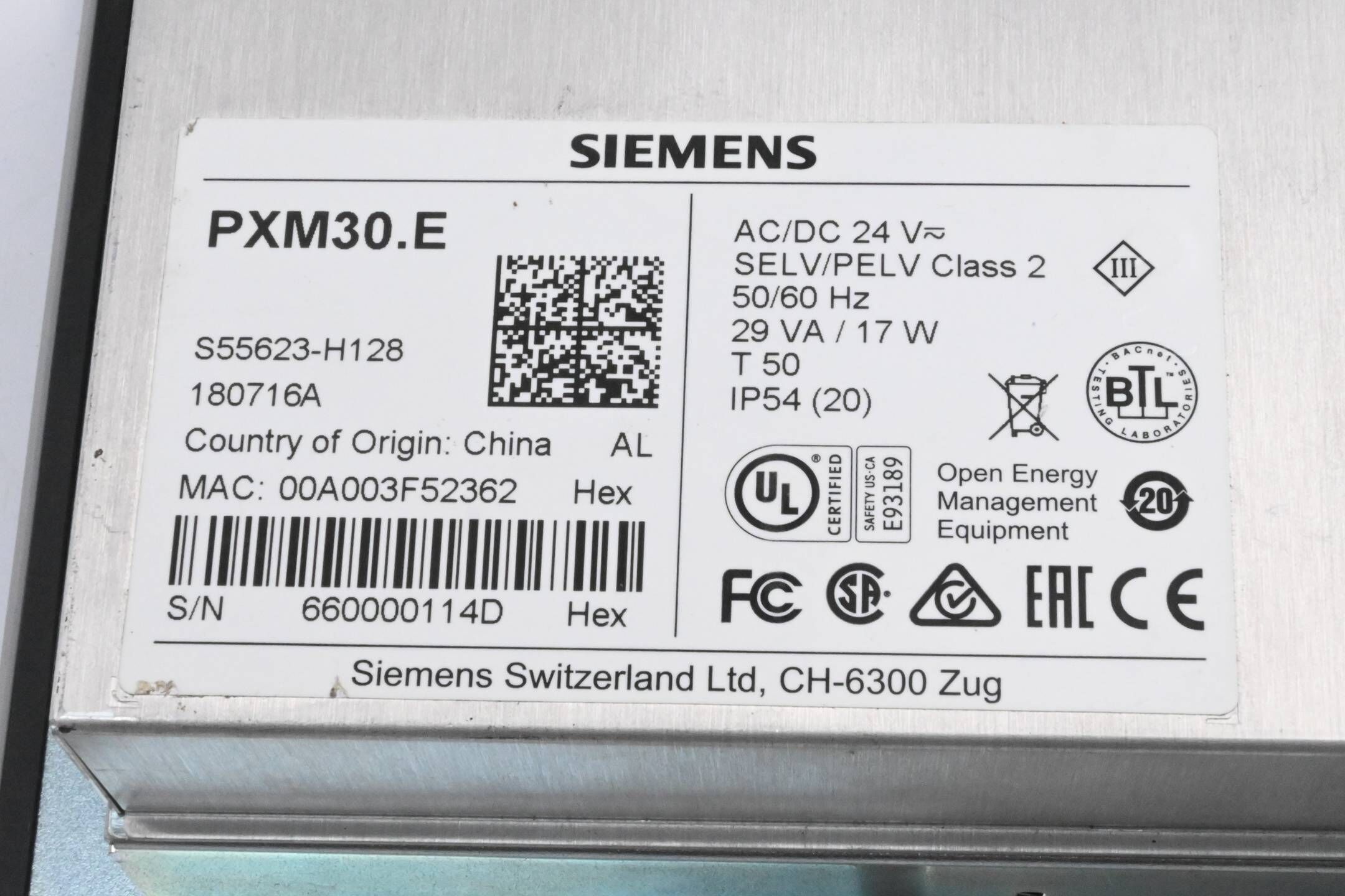 Siemens Touchpanel PXM30.E ( S55623-H128 ) passwortgeschützt