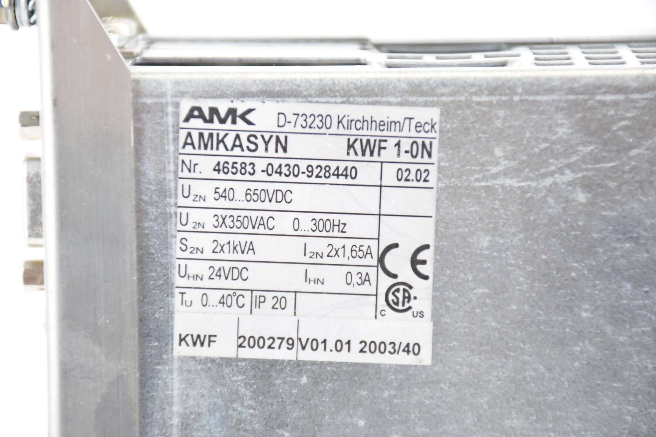 AMK amkasyn kompakt Servoumrichter KWF1 ( KWF 1-0N ) 46583 Rev. 02.02