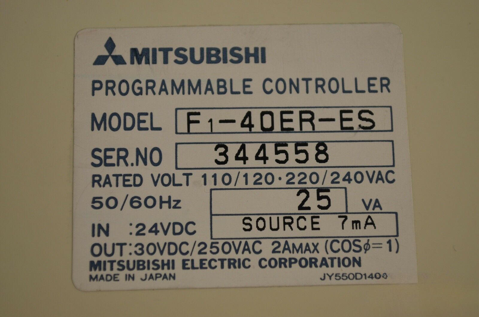 Mitsubishi Melsec Programmable Controller F1-40ER-ES