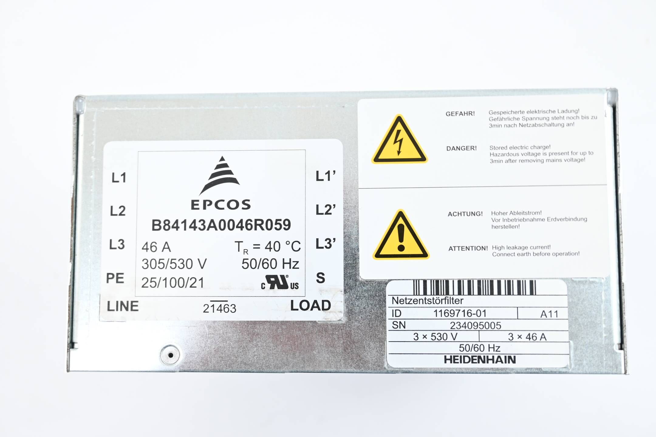 Heidenhain Netzentstörfilter EPCOS 3x480V 1169716-01 ( 116 9716-01 ) Ver. A11