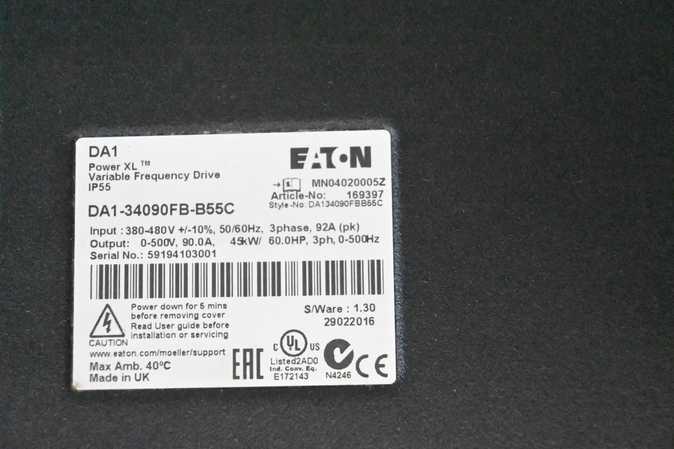 Eaton Power XL Frequenzumrichter DA1-34090FB-B55C ( 169397 )