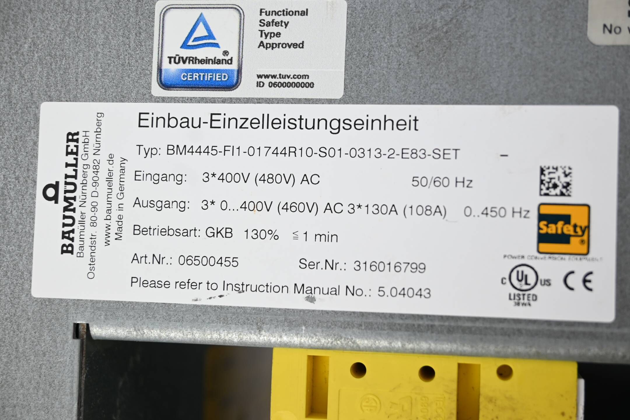 Baumüller Einbau-Einzelleistungseinheit BM4445-FI1-0174R10-S01-0313-2-E83-SET