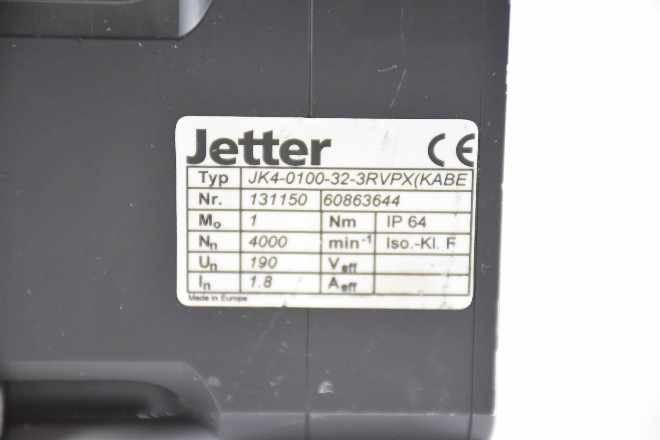 Jetter JK Servomotor JK4-0100-32-3RVPX ( 131150 ) mit Kabel