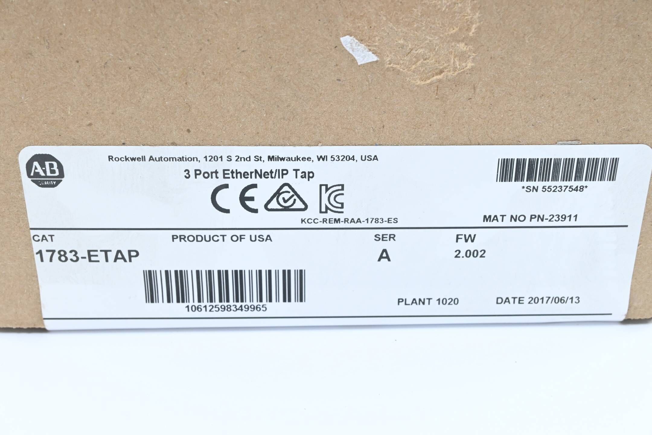 Allen-Bradley 3 Port EtherNet/IP Tap 1783-ETAP ( Ser. A / FW: 2.002 )