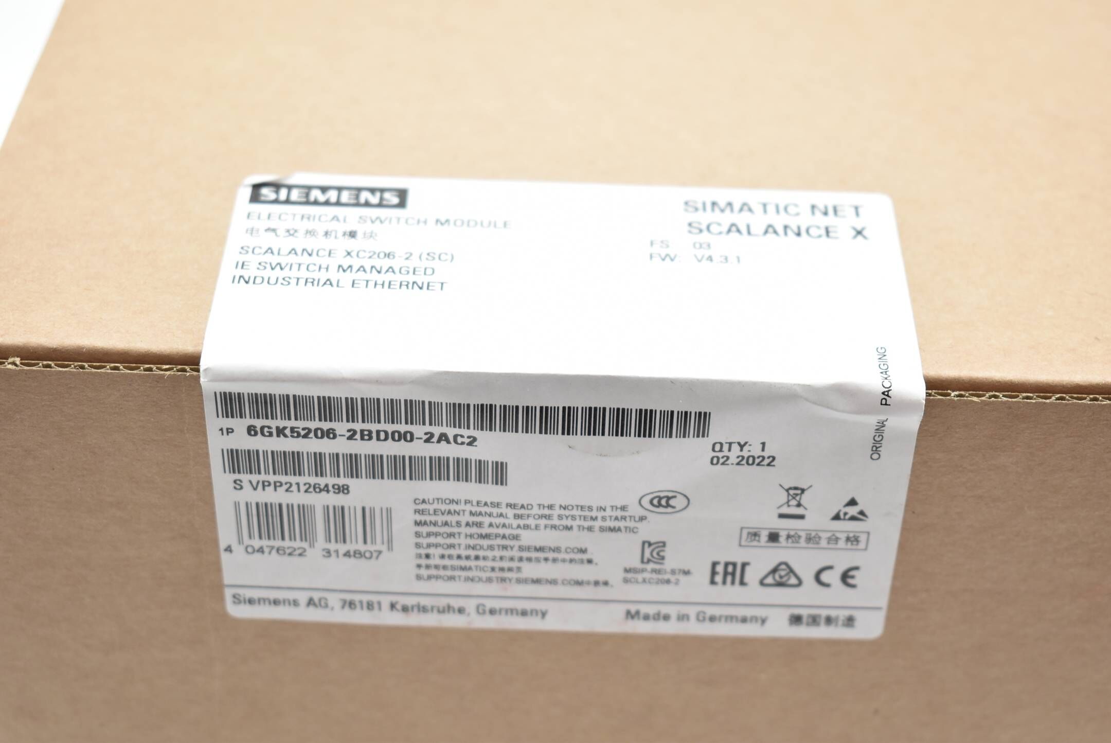 Siemens simatic NET SCALANCE X 6GK5206-2BD00-2AC2 ( 6GK5 206-2BD00-2AC2 ) E.3