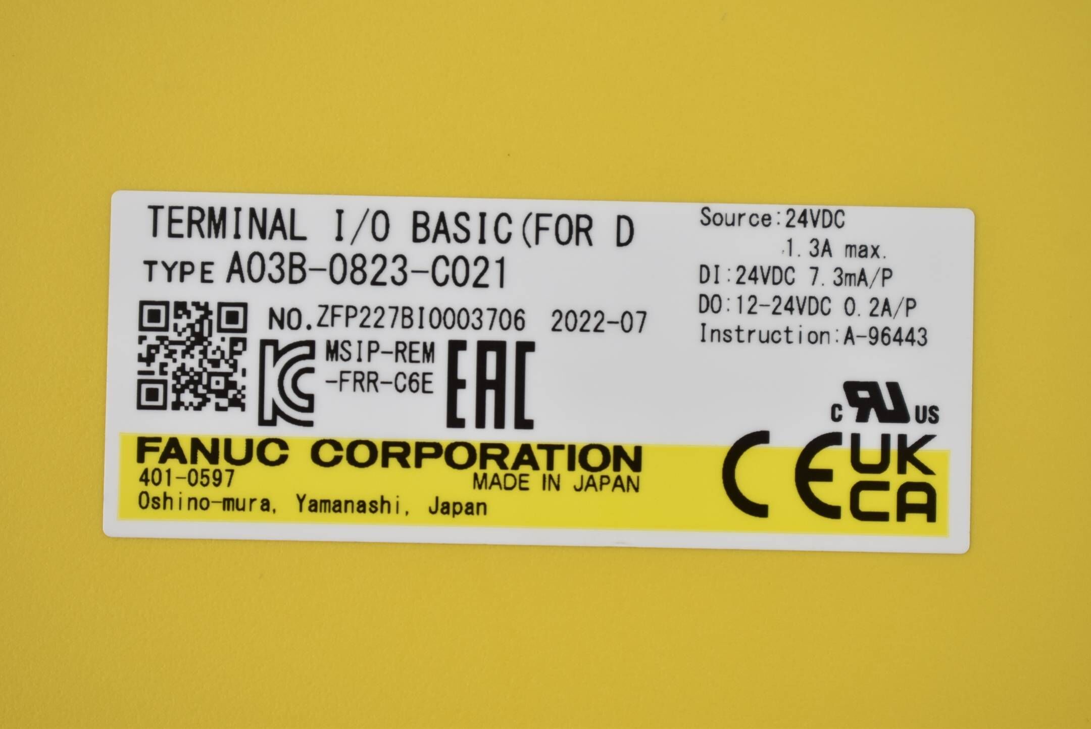 Fanuc Terminal I/O Basic A03B-0823-C021 ( 24VDC 1.3A )