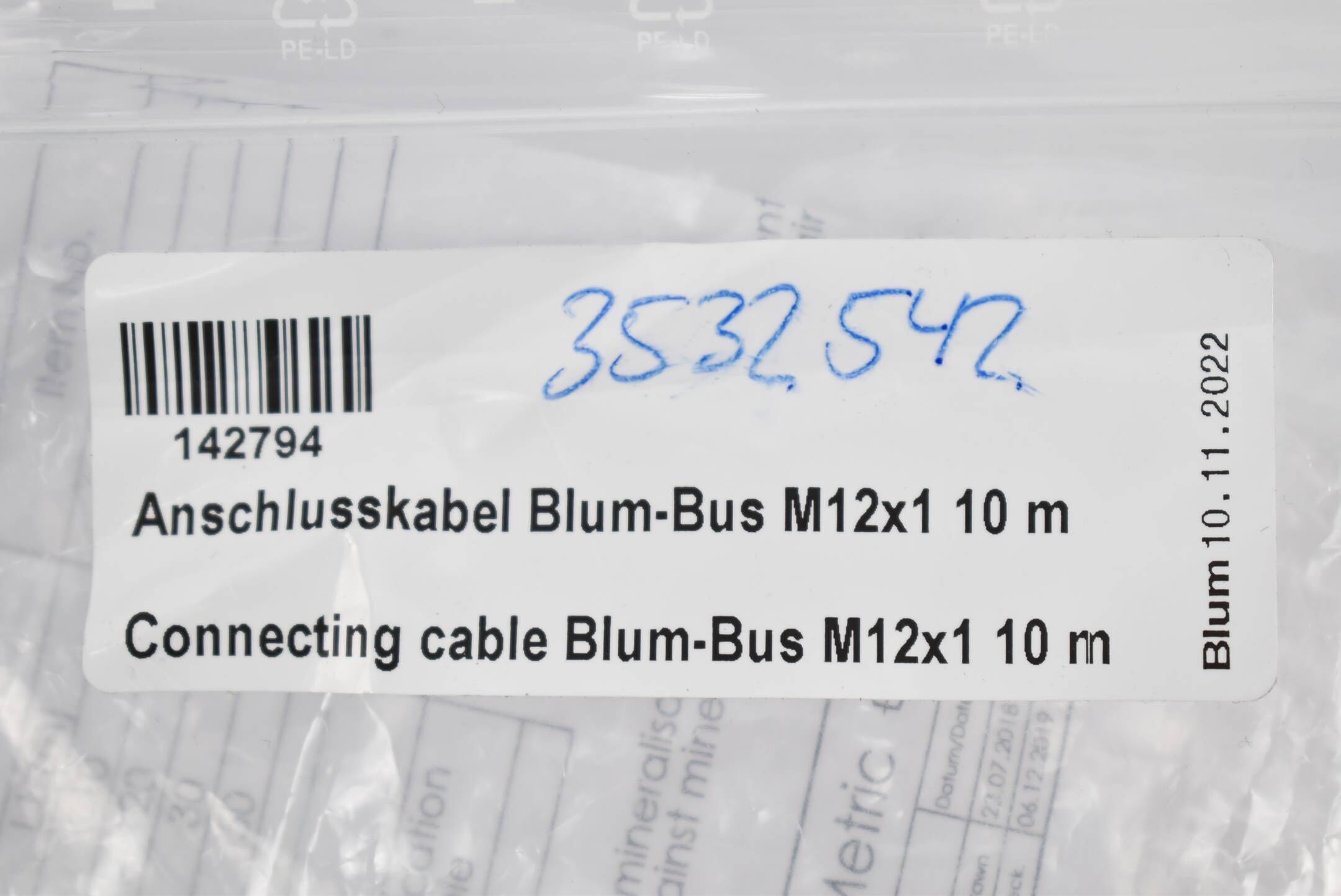 Blum Anschlusskabel Blum-Bus M12x1 ( 142794 ) 10m