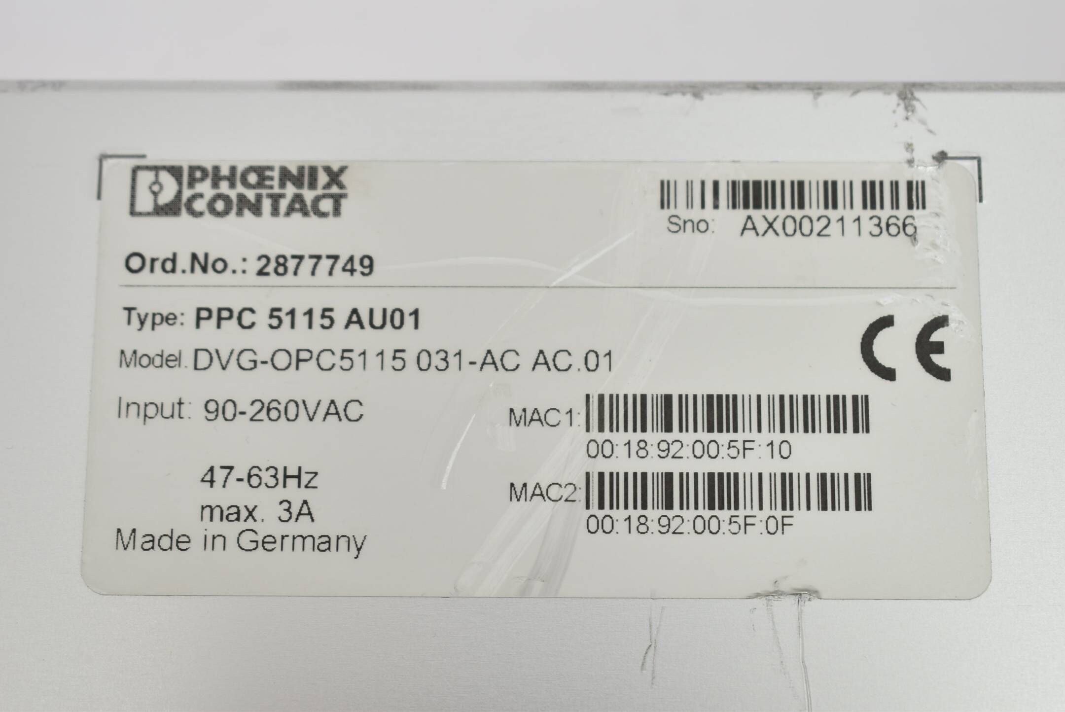 Phoenix Contact PPC 5115 AU01 DVG-OPC5115 031-AC AC.01 ( 2877749 )