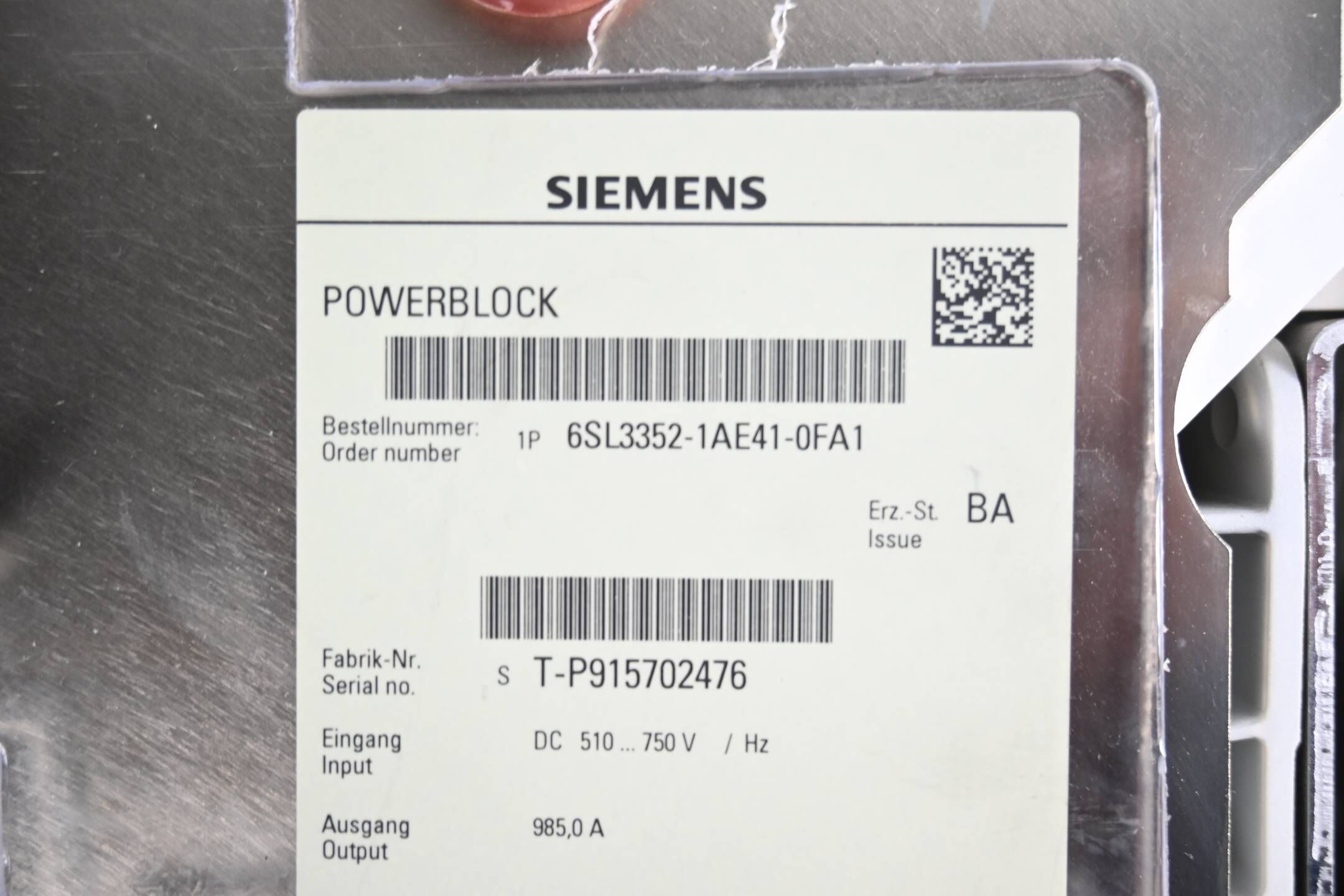 Siemens Sinamics Motor Module 6SL3320-1TE41-0AA3 inkl. 3x 6SL3352-1AE41-0FA1