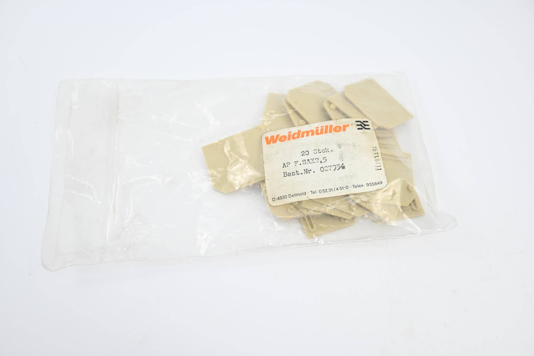 Weidmüller Abdeckung für Durchgangsklemme SAK2,5 AP F.SAK2,5 ( 027956 ) VE:20Stk