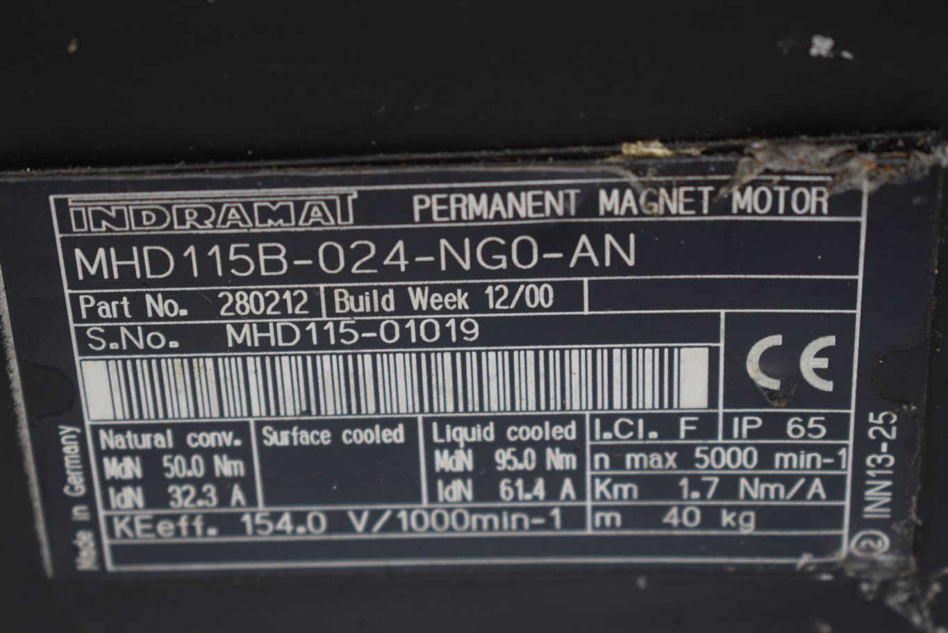 Rexroth Indramat Permanent Magnet Motor MHD115B-024-NG0-AN