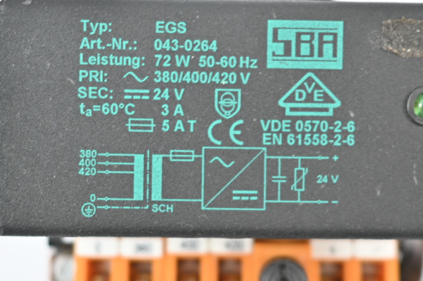 SBA Gleichstromversorgung EGS ( 043-0264 ) 72W 50-60Hz