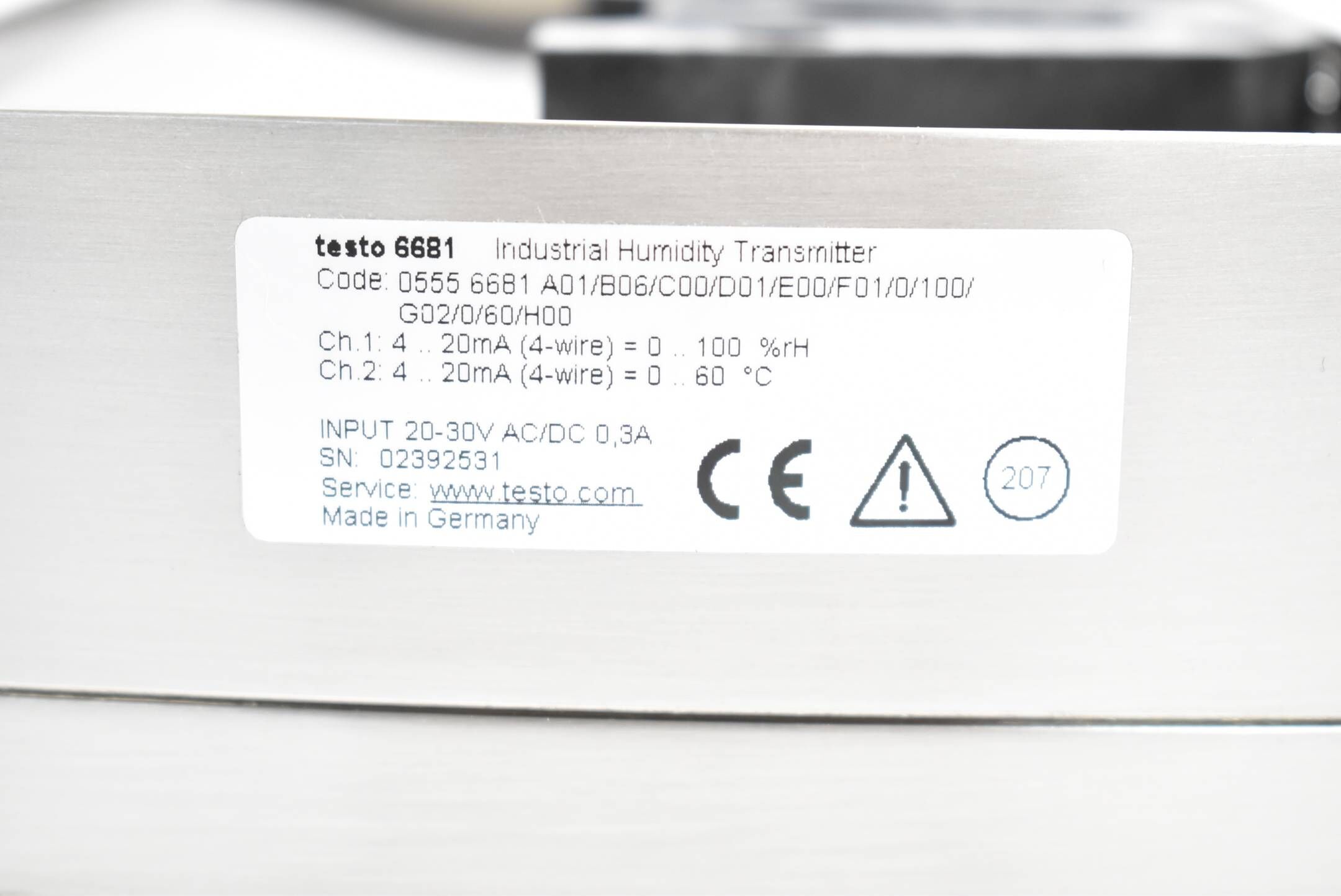 Testo 6681 20-30VAC/DC 0,3A 0555 6681 A01/B06/C00/D01/E00/F01/0/100/G02/0/60/H00