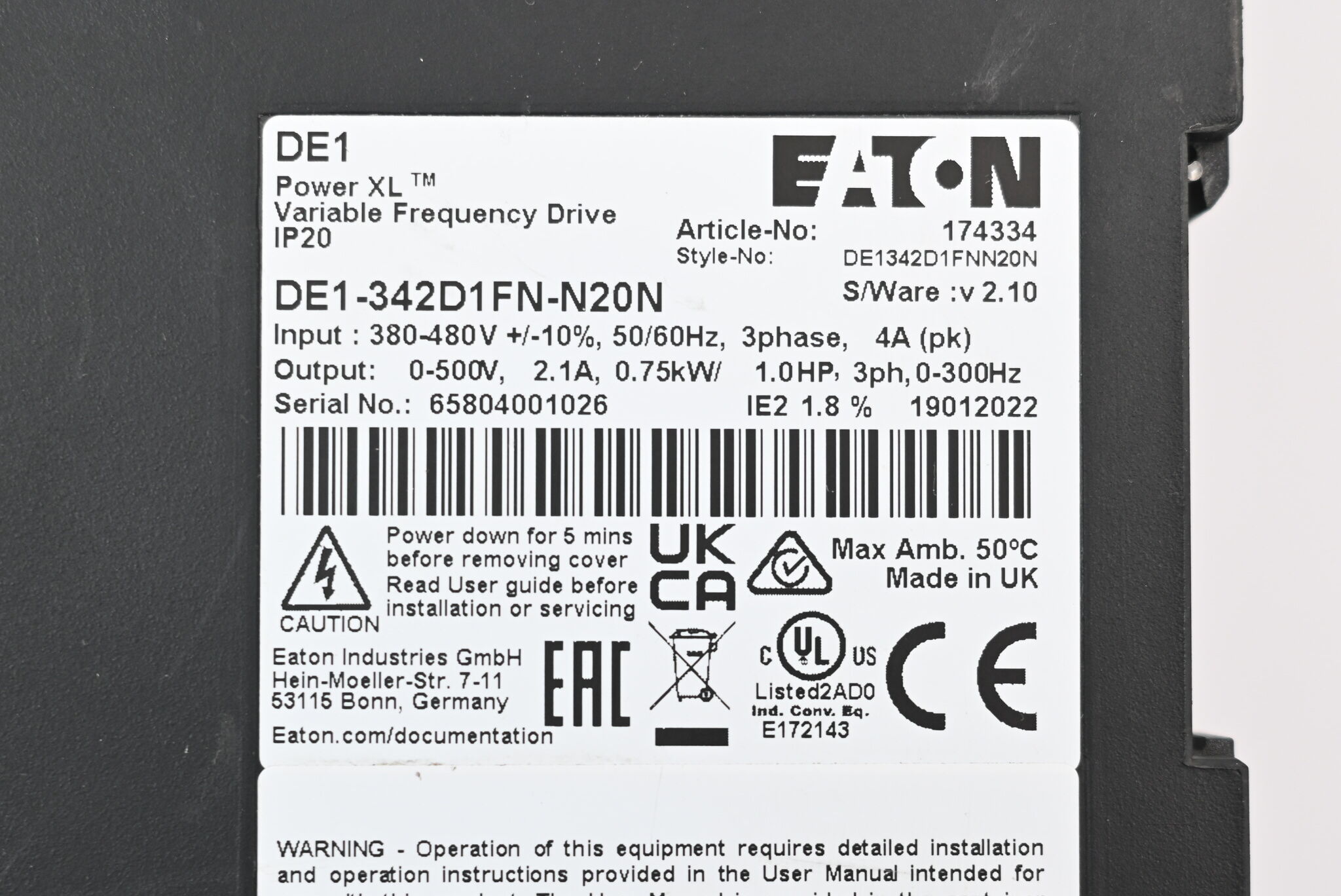 Eaton Drehzahlstarter DE1-342D1FN-N20N ( 174334 ) 0,75kW 
