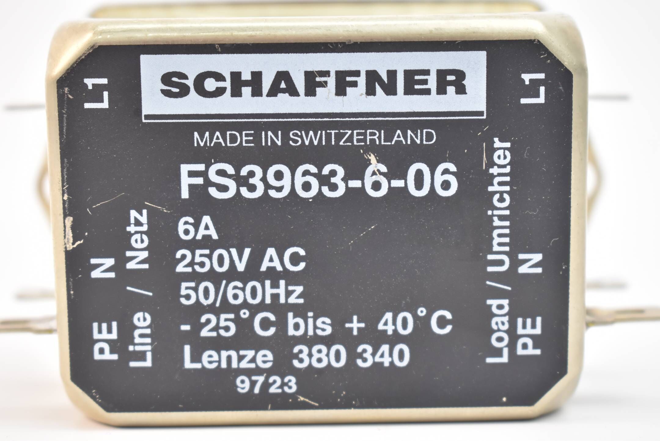 Schaffner Netzfilter FS3963-6-06 ( 250VAC 6A 50-60Hz ) 380340
